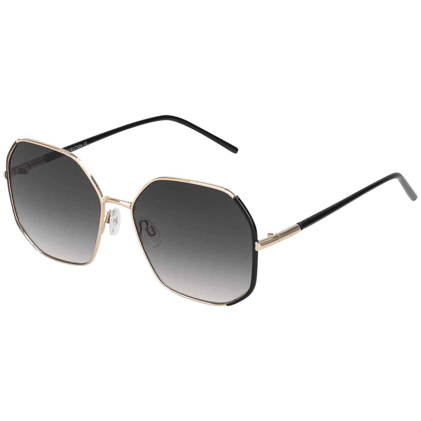 (1-St) Eyewear braun, Designer lila schwarz Eckige Pilotenbrille braun-blau, Linsen BEZLIT Sonnenbrille Form und mit Gold-Schwarz Damen