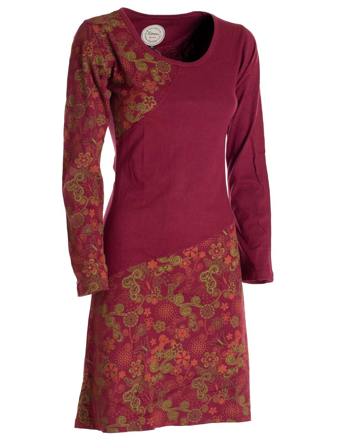 Vishes Jerseykleid Asymmetrisches Langarm Jersey Kleid Damen kurz Hippie, Goa Style