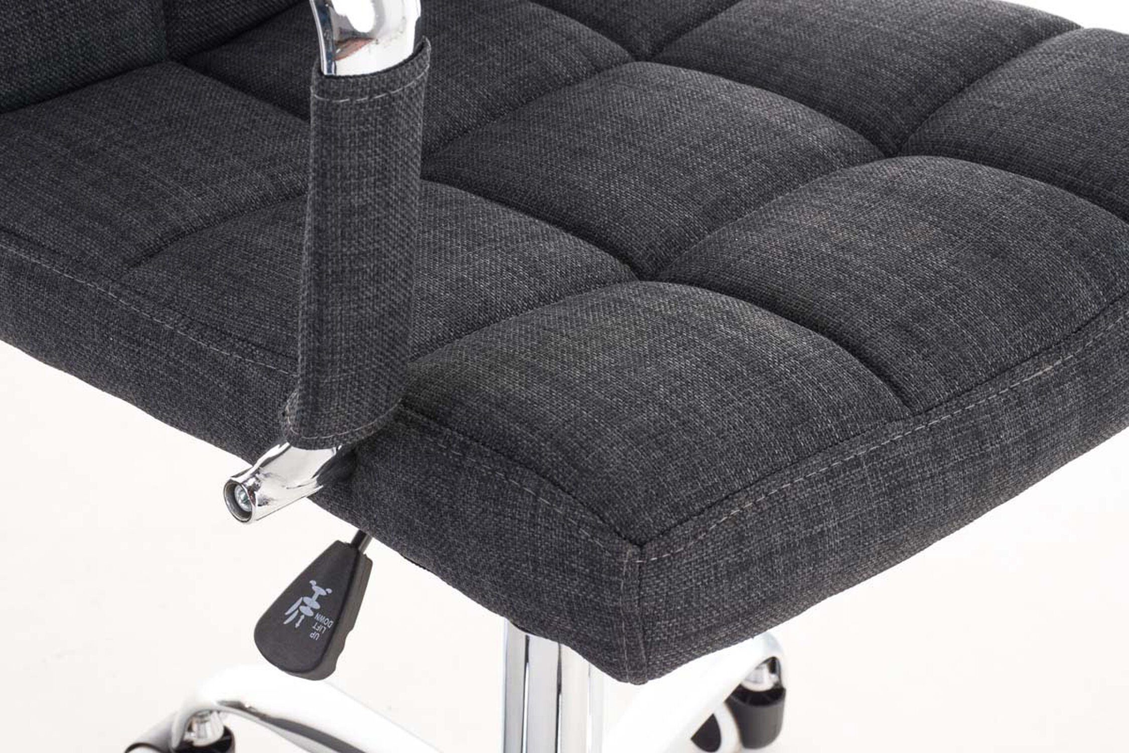 bequemer chrom Rückenlehne Bürostuhl drehbar Sitzfläche: Metall V2 Drehstuhl, 360° Bürostuhl - Chefsessel, - Stoff (Schreibtischstuhl, höhenverstellbar und grau XXL), Deal Gestell: mit TPFLiving