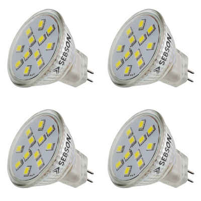 SEBSON LED Lampe GU4/ MR11 1.6W warmweiß Leuchtmittel 12V DC - 4er Pack LED-Leuchtmittel