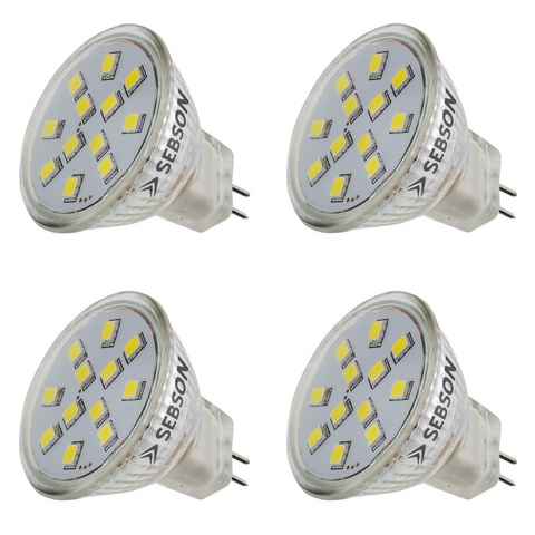 SEBSON LED-Leuchtmittel LED Lampe GU4/ MR11 1.6W warmweiß Leuchtmittel 12V DC - 4er Pack