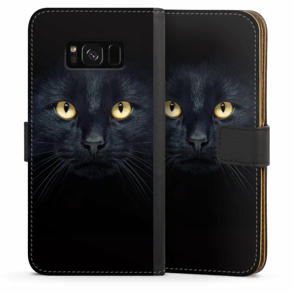 DeinDesign Handyhülle Katze Auge schwarz Tom Cat, Samsung Galaxy S8 Plus Hülle Handy Flip Case Wallet Cover