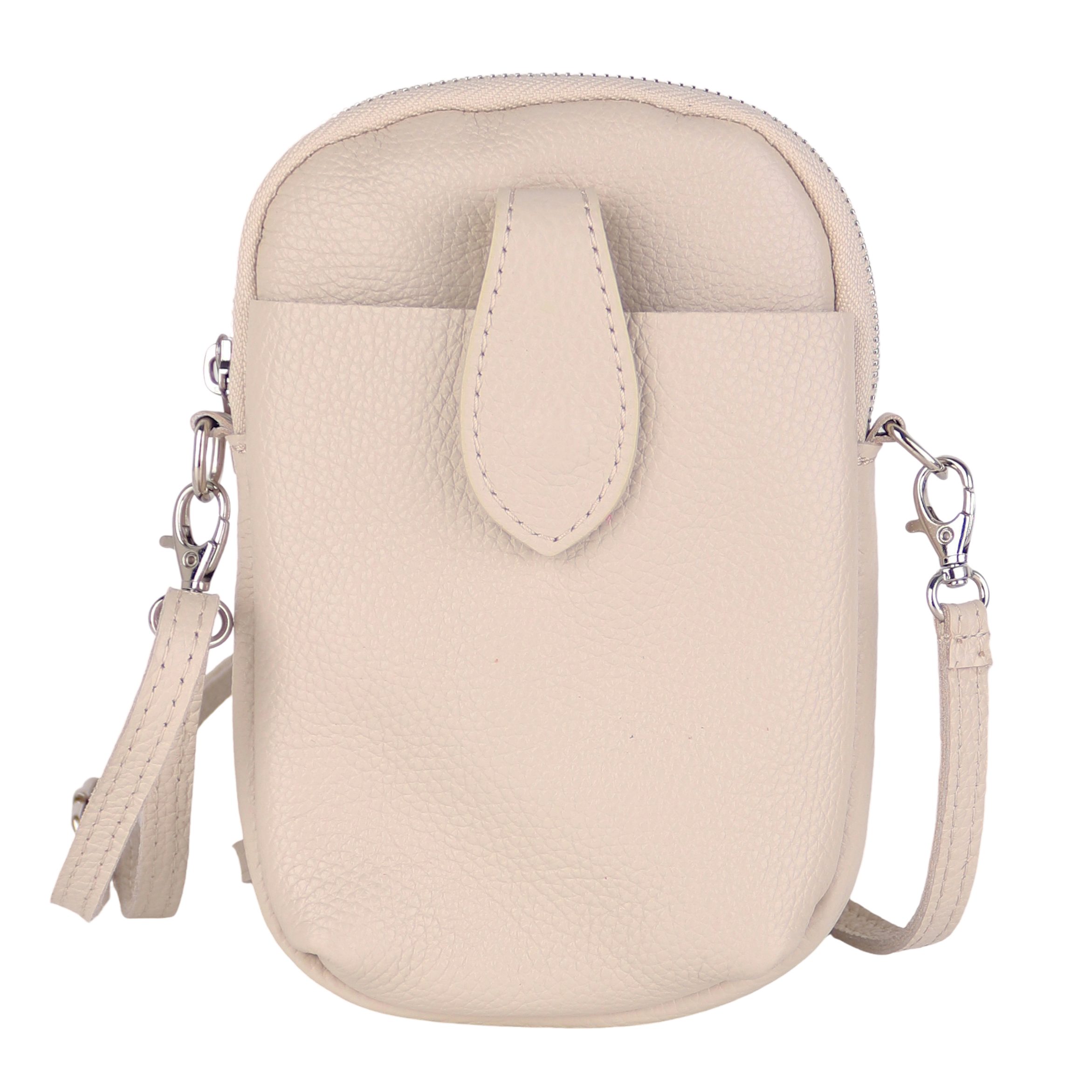 MIRROSI Handytasche Damen Kleine Umhängetasche aus Echtleder Made in Itlay (ca. 14x21x3cm), Mini Handytasche zum Umhängen, Handy Tasche