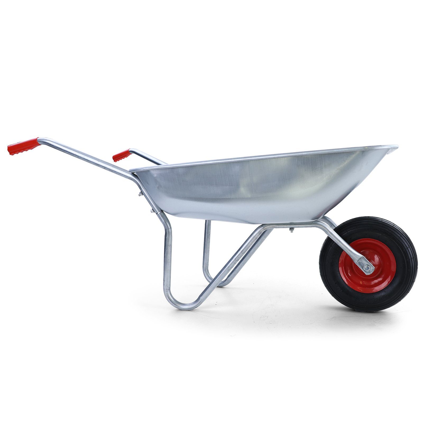 RAMROXX Schubkarre Garten verzinkt mit Luftreifen und Metallfelge 65L150kg