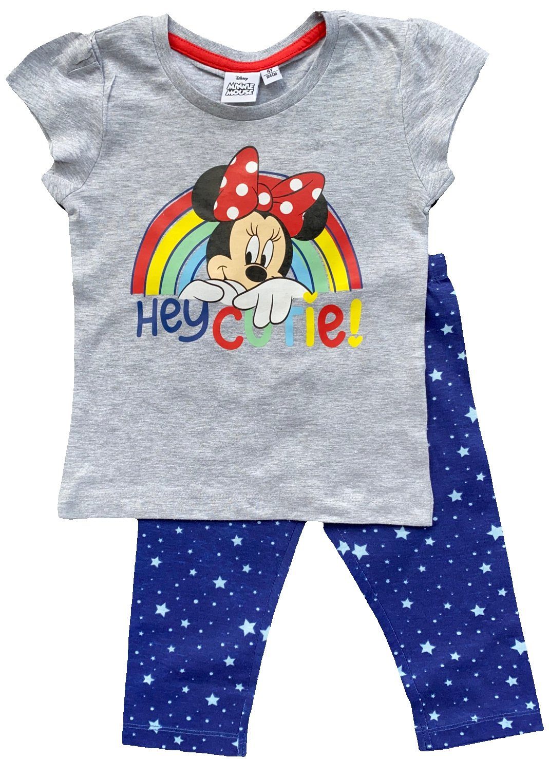 Disney Minnie Mouse Capri-Pyjama Minnie Maus Schlafanzug Long Pyjama 98 104 110 116 128 7/8 Länge Capripyjamahose