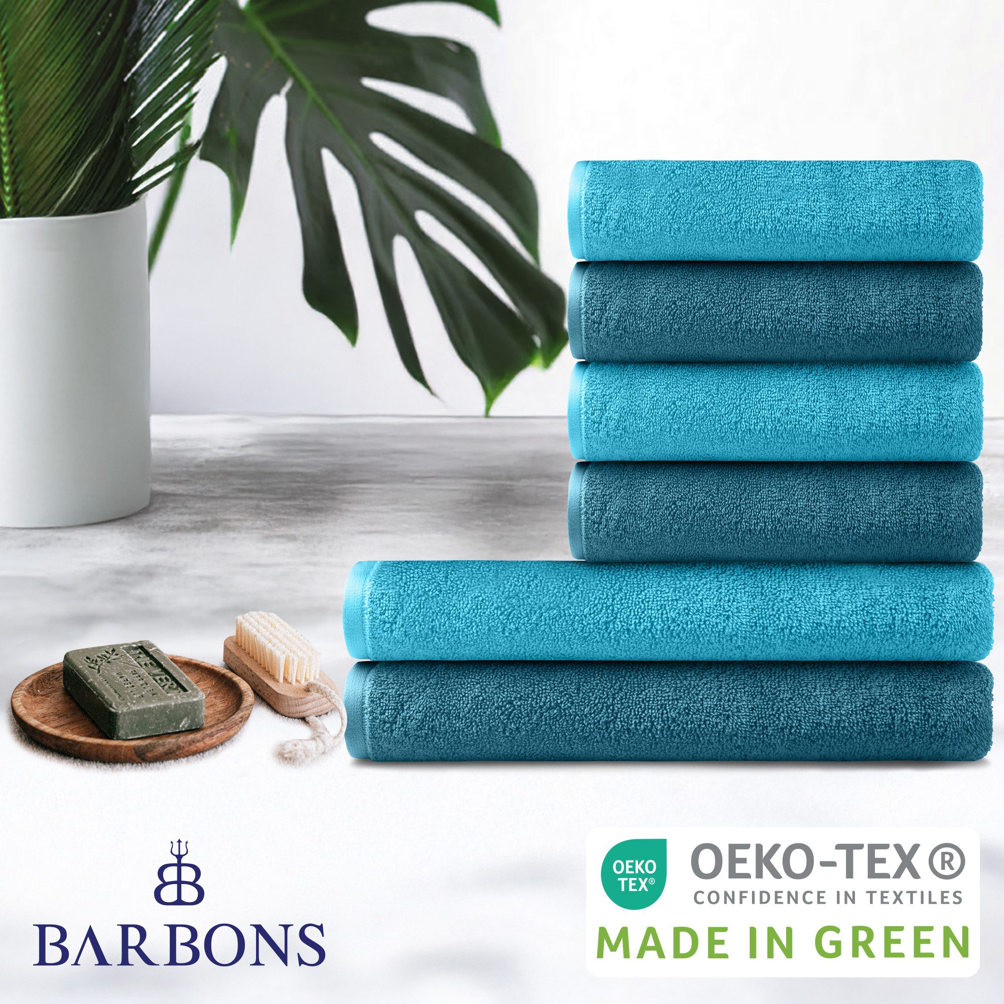 BARBONS Handtuch Set Handtücher 6-tlg, 2x Badetuch & 4x Badehandtuch Duscht günstig online kaufen