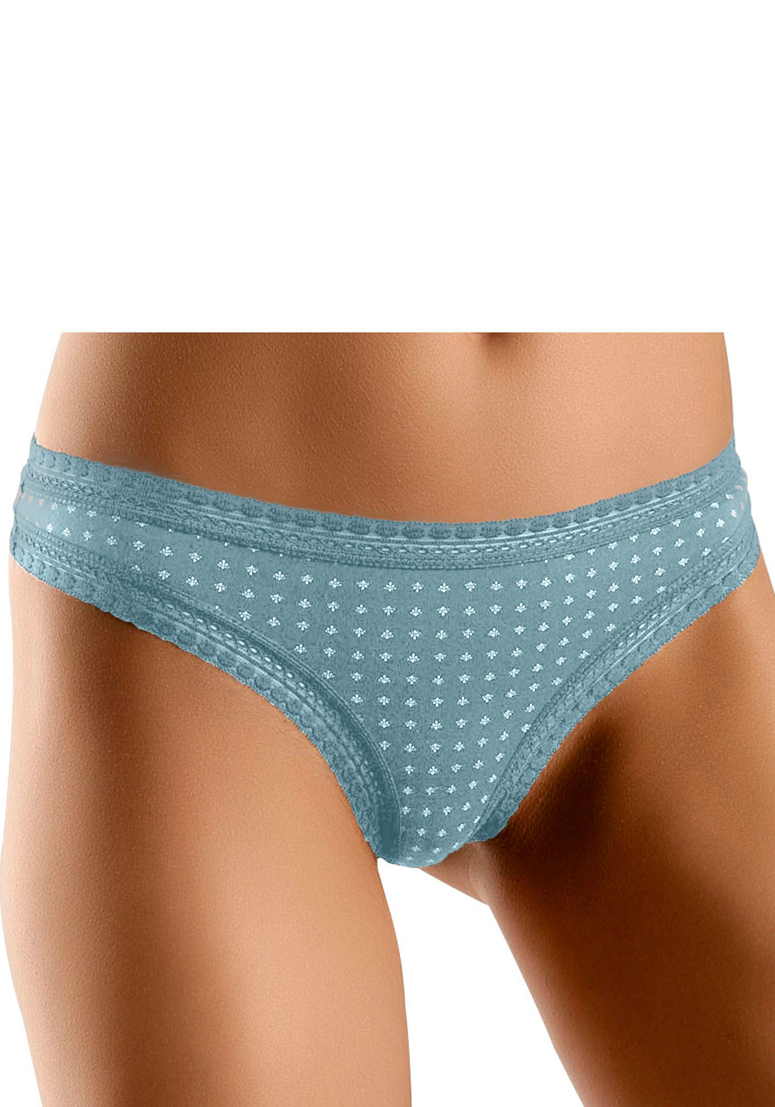 LASCANA String (3er-Pack) aus elastischer Baumwolle mit weicher Spitze