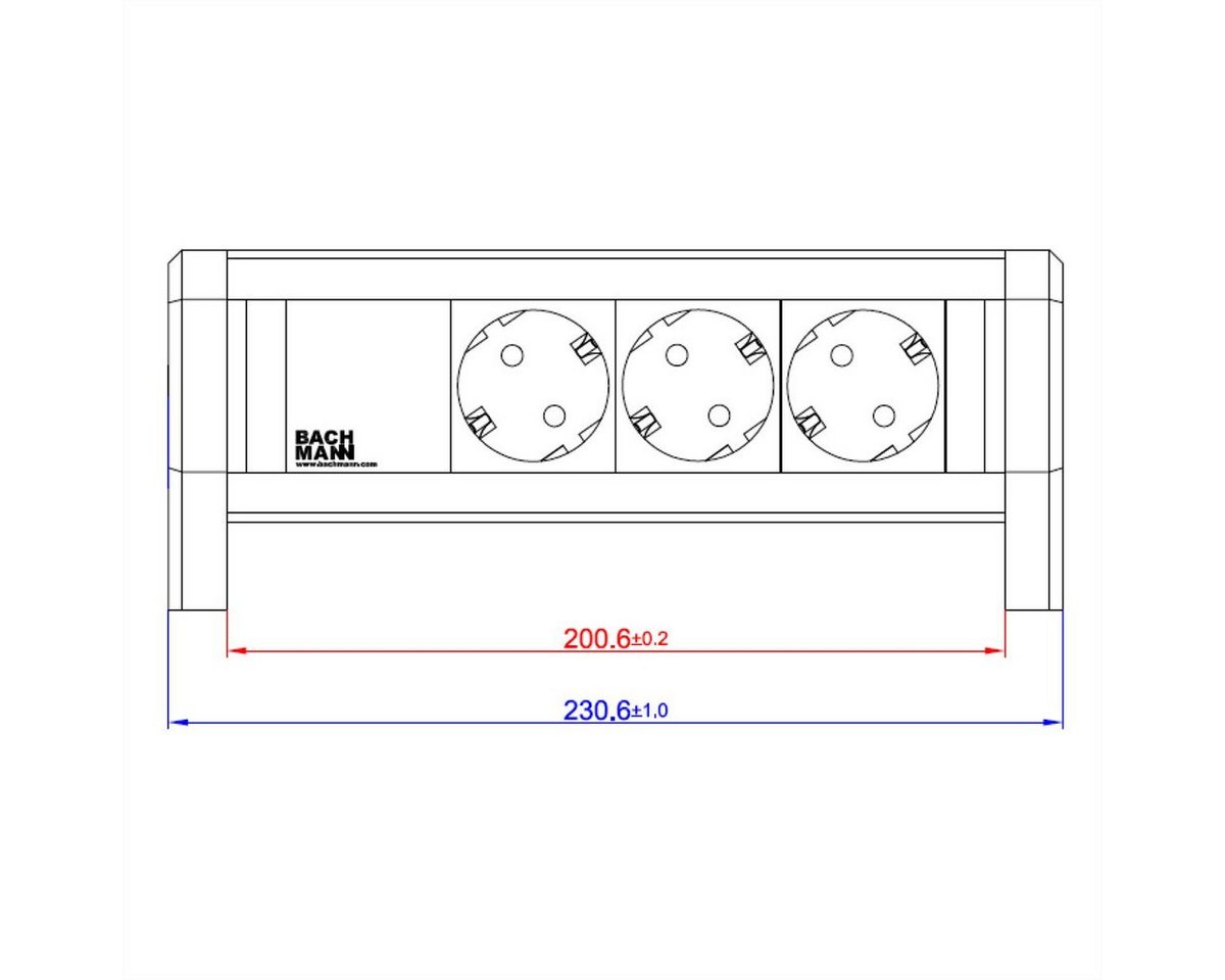 Thumbnail - Bachmann DESK 3x Schutzkontakt Steckdosenleiste (Kabellänge 0 m), mit Haltewinkeln
