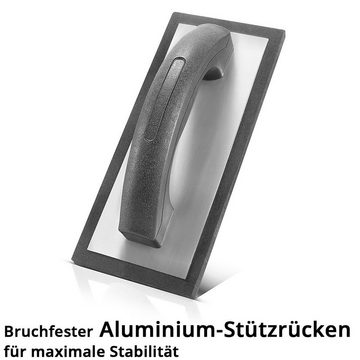 STAHLWERK Maurerkelle Reibebrett / Putzbrett / Fugenbrett 230 x 100 mm (1-St) Aluminium-Fliesenwaschbrett mit 9 mm Moosgummibelag