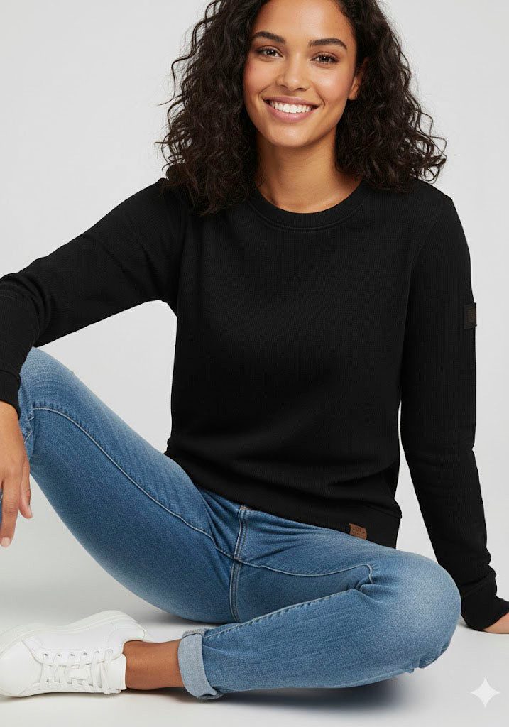 KangaROOS Sweatshirt Langarm, figurbetonter Schnitt, unifarben, Rundhalsausschnitt