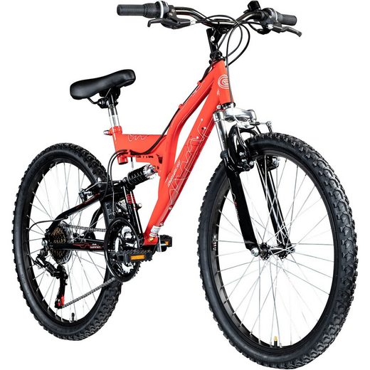 Galano Mountainbike »FS180«, 18 Gang, Kettenschaltung, Jugendfahrrad 24 Zoll ab 8 Jahre 130 - 145 cm MTB Fully Fahrrad für Mädchen und Jungen
