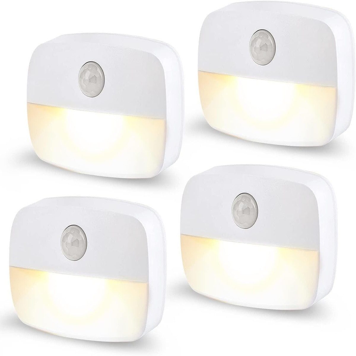LED Nachtlicht 4PCS LED Nachtlicht 2 Lichtmodi mit Bewegungsmelder