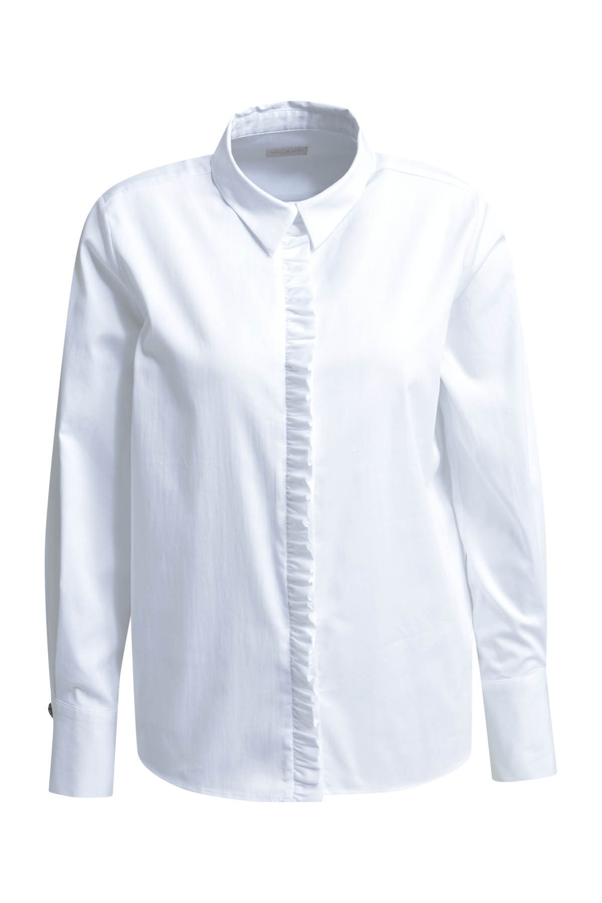 Blusentop SHIRT BLOUSE W/ SMALL RUFFLE PLACKE