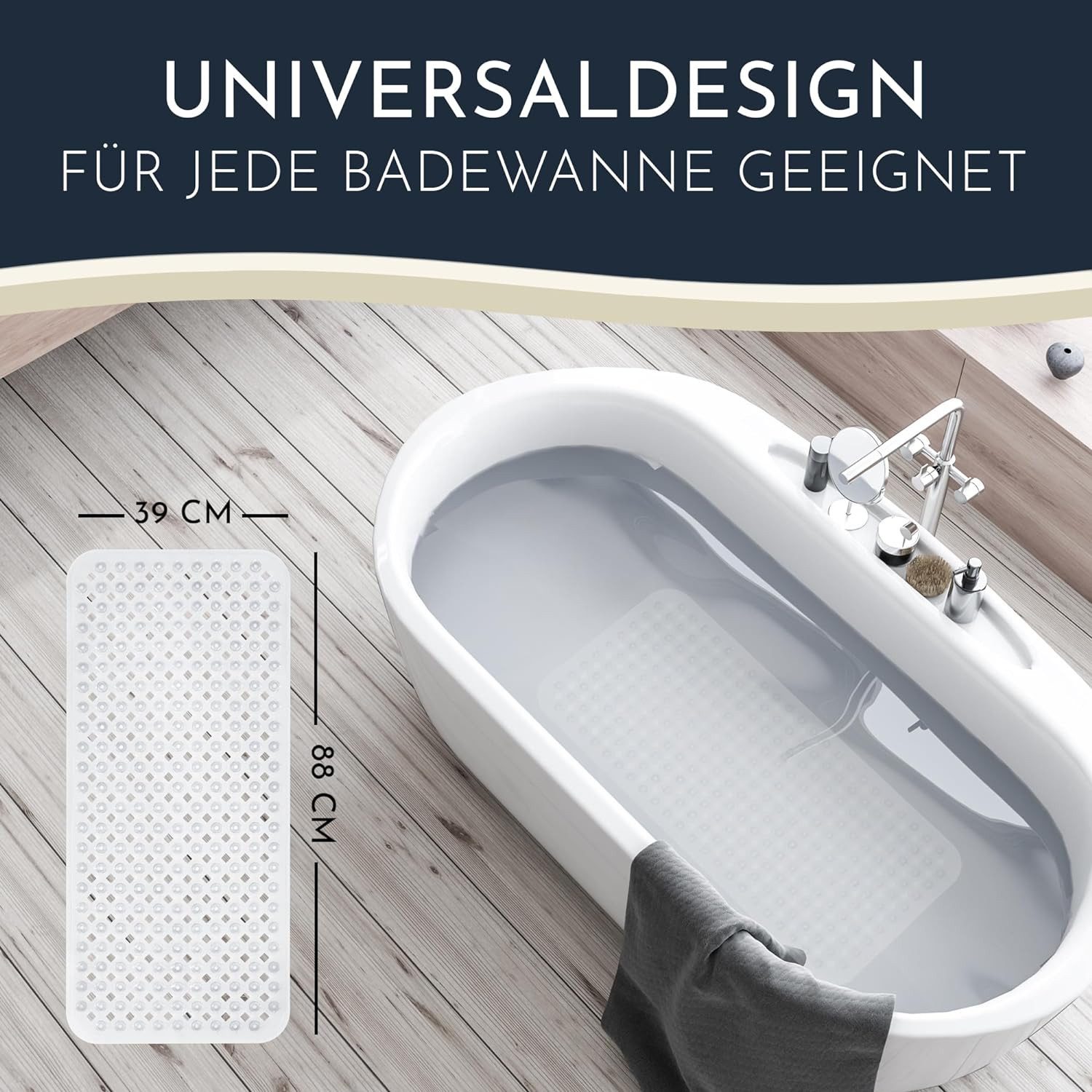 Homerella Badematte rutschfest Hautsensitiv 88x39cm, INKL. AUFHÄNGUNG, Anti günstig online kaufen