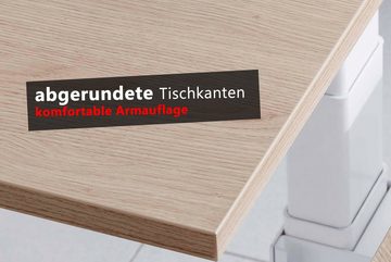 bümö Schreibtisch elektrisch XBHM - Arbeitshöhe: elektrisch höhenverstellbar, Rechteck: 160 x 80 cm - Dekor: Weiß - Gestell: Graphit