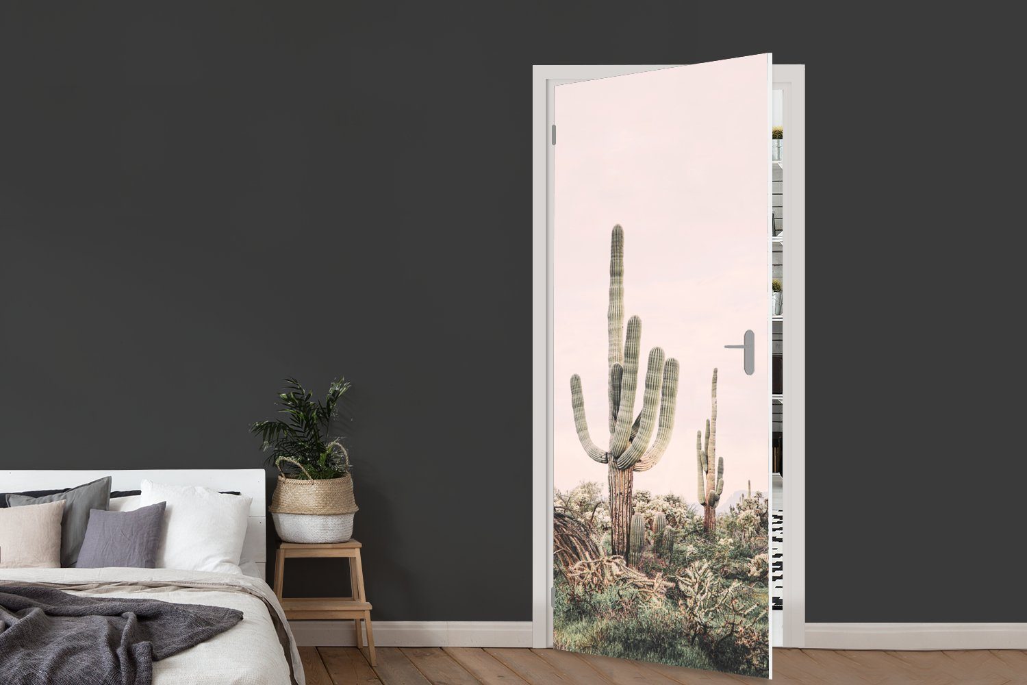 Fototapete Tür, für cm St), - Natur Türaufkleber, - MuchoWow Kaktus Pflanzen, Türtapete Matt, 75x205 bedruckt, Grün (1 -