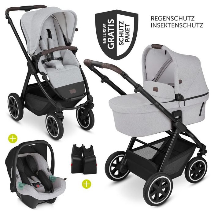 ABC Design Kombi-Kinderwagen Samba - Fashion Edition - Mineral (9-tlg) 3in1 Kinderwagen Buggy Set mit Babyschale Babywanne Sportsitz Regenschutz & Zubehör
