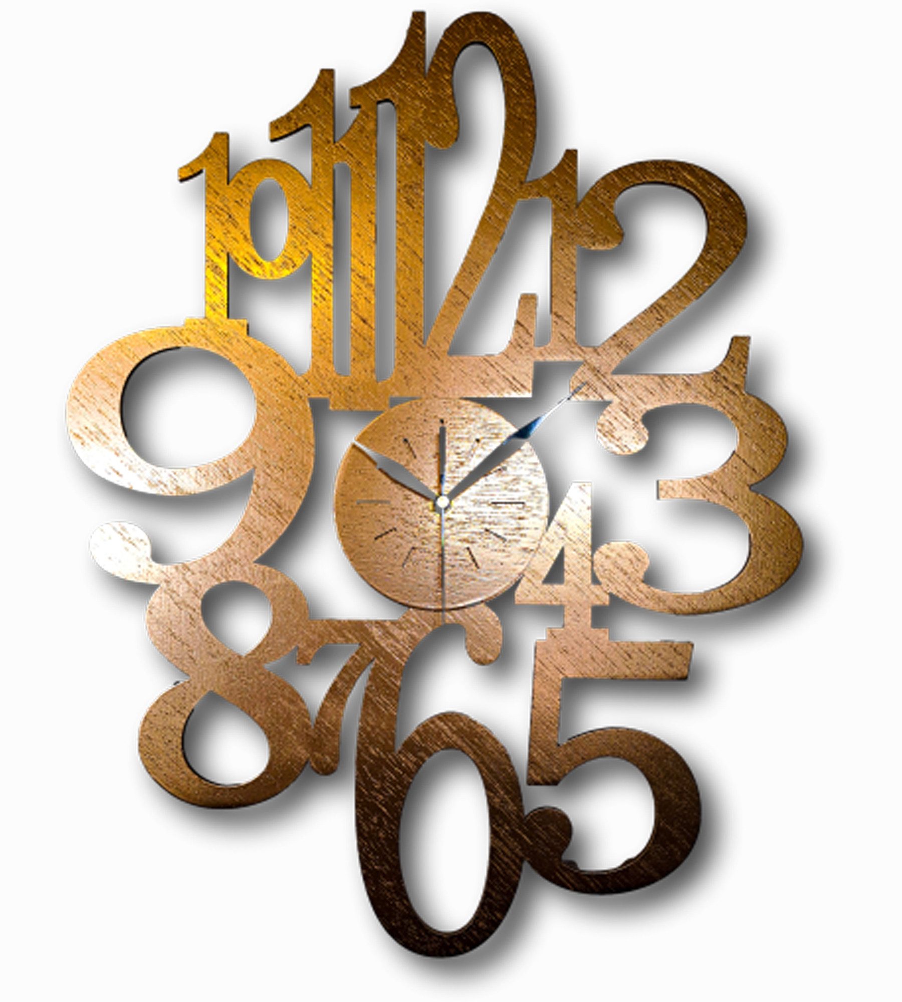 ORNAMENTI Wanduhr Handmade, grosse,modern, geometrisch, holz, minimalistisch, hingucker (ohne Ticken, Wanddeko, Holzdeko, 3 Größen)