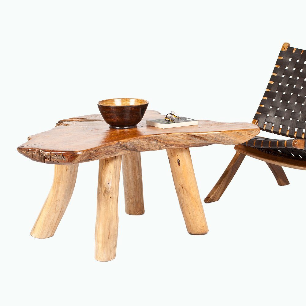 LebensWohnArt Couchtisch Einzigartiger Teak Couchtisch PRIMITIV ca.120cm Wurzelholz