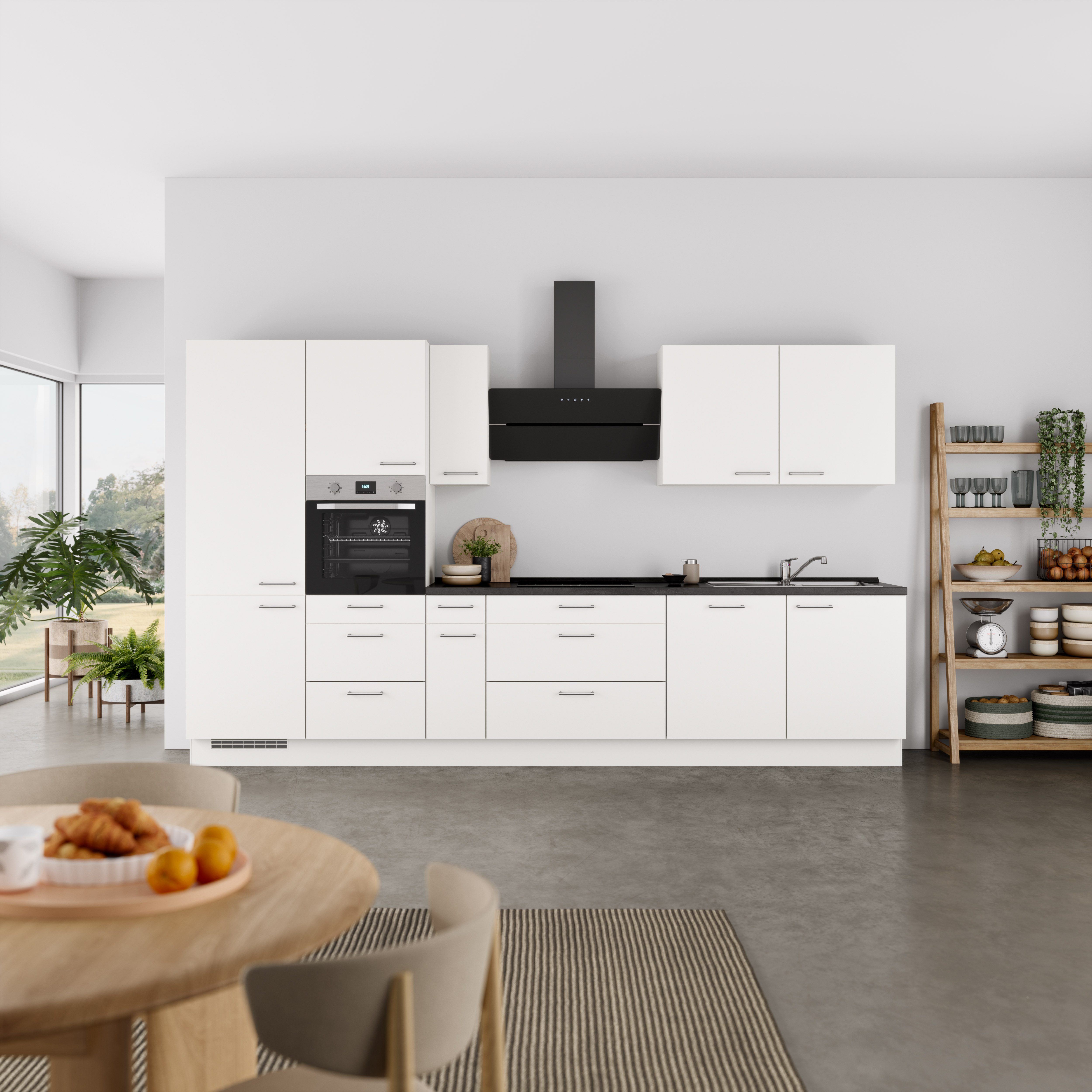 nobilia® Küchenzeile "Laser II", NEU: individuell anpassbar mit gratis Profi-Beratung, vormontiert, 360 cm breit, optional mit verschiedenen E‑Geräte-Sets