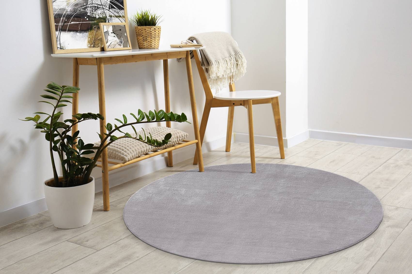 Floornovo Hochflor-Teppich Indoor Teppich Grau versch. Größen - rechteckig für alle Innenräume -, rund, Trocken- und Feuchträume