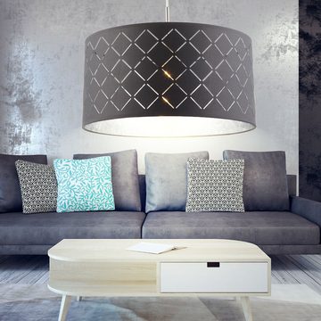 etc-shop Deckenleuchte, Leuchtmittel nicht inklusive, Decken Pendel Leuchte Wohn Ess Zimmer Beleuchtung Textil Design