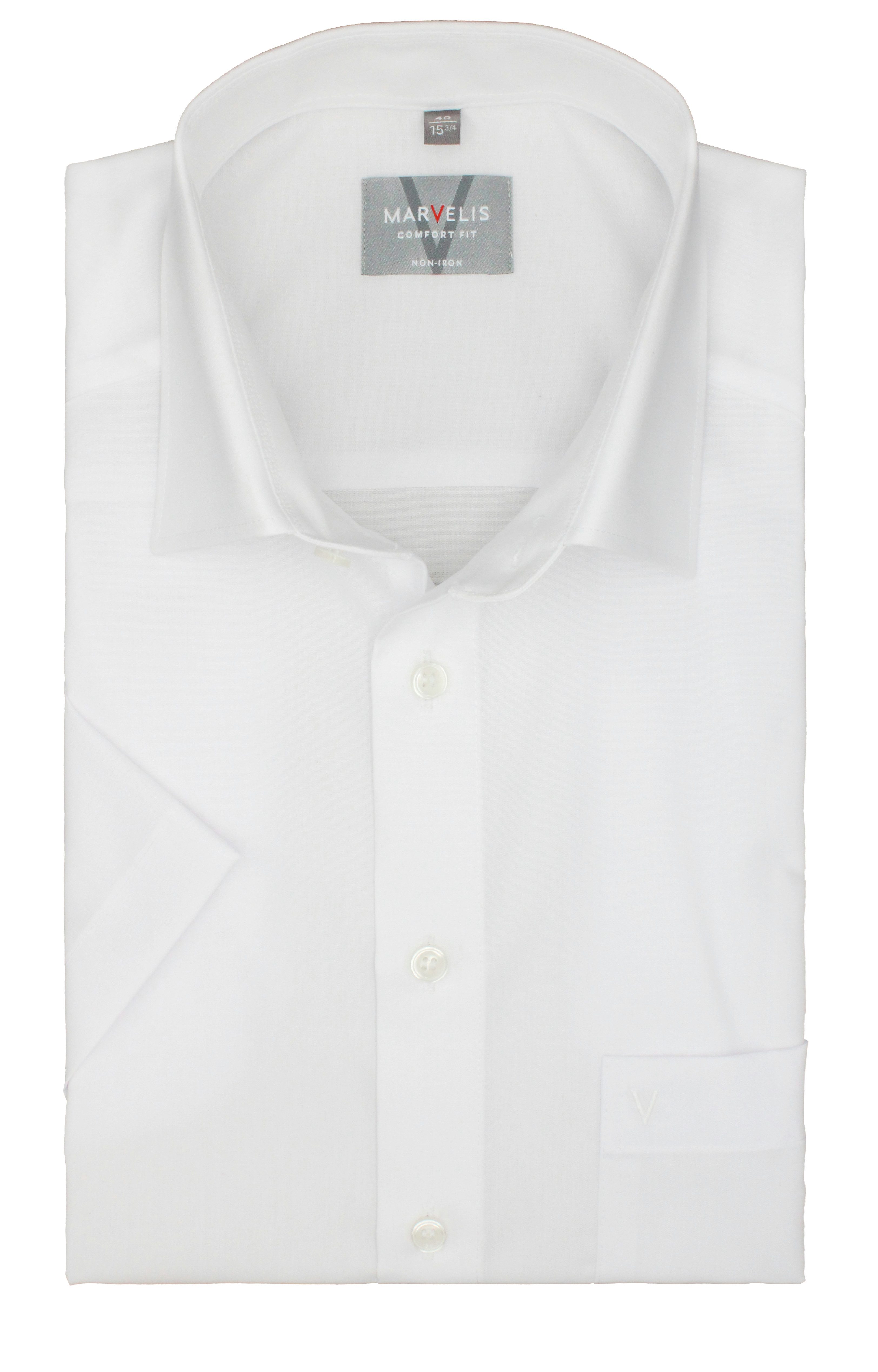 MARVELIS Kurzarmhemd, Comfort Fit, Weiß, Bügelfrei, günstig online kaufen
