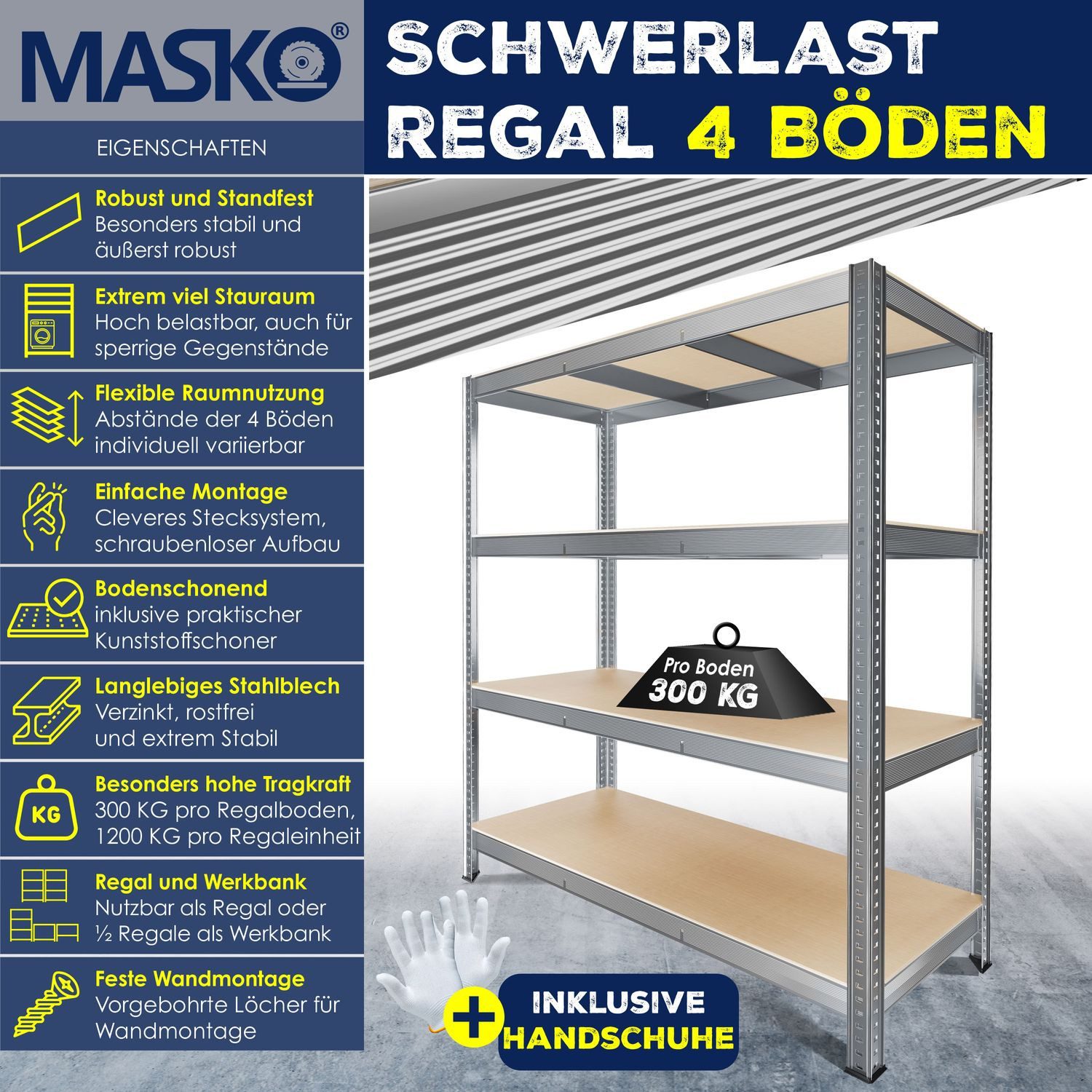 MASKO Schwerlastregal, Lagerregal 300 kg pro günstig online kaufen