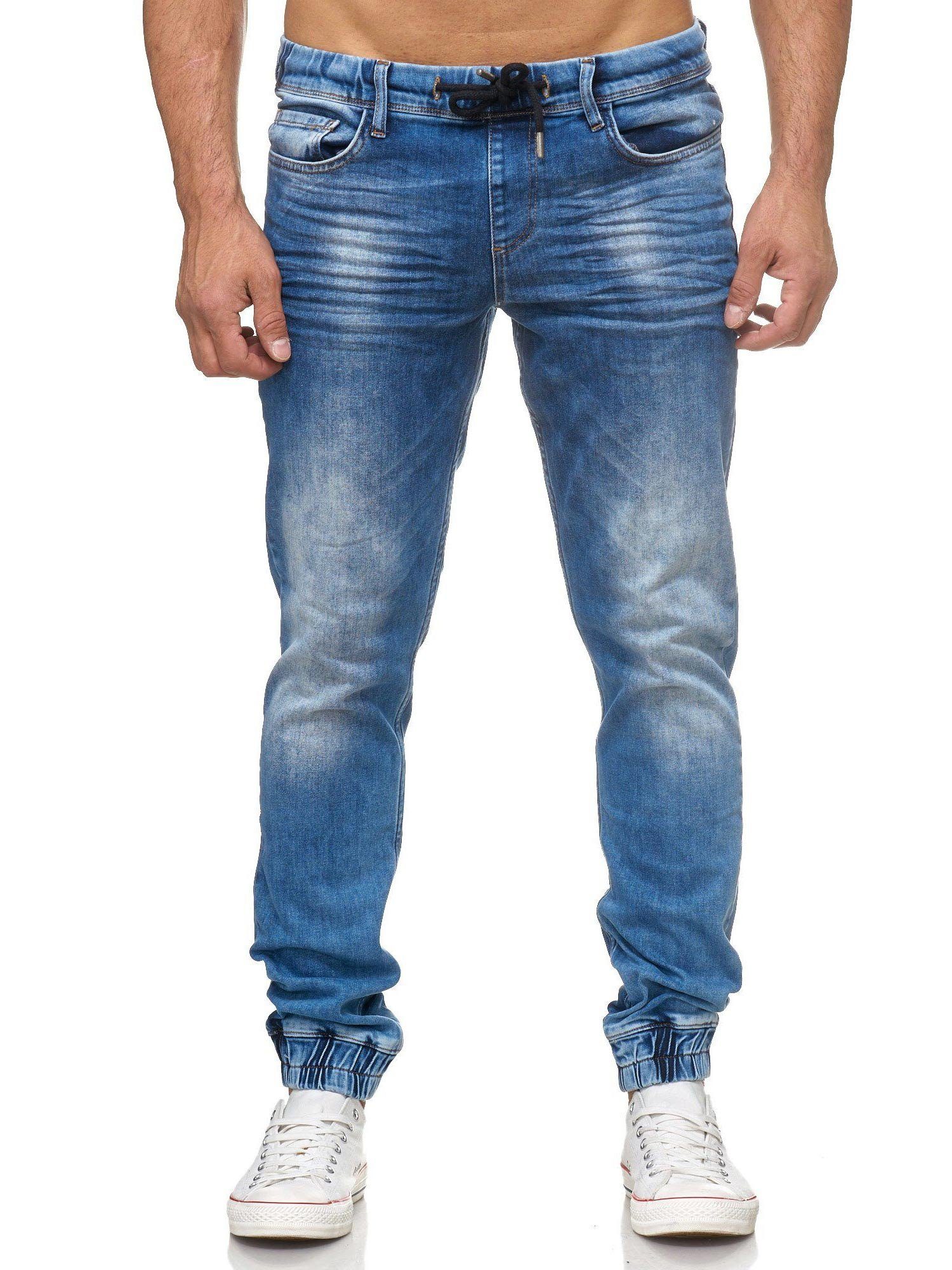 Tazzio Straight-Jeans 17506 Sweat Hose im Jogger-Stil blau