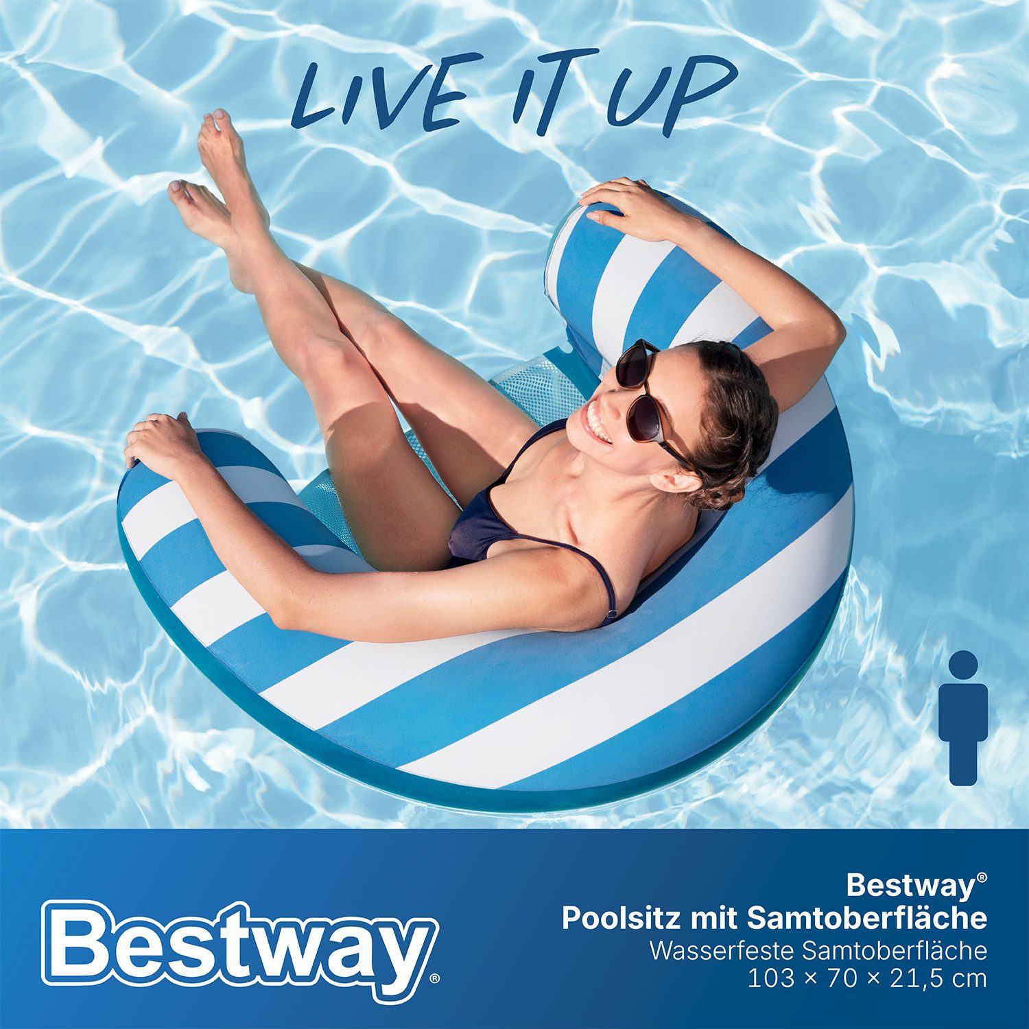 Bestway Luftmatratze Comfort Plush™, (Packung, 1-St., 103 x 70 x 21,5 cm), Hochwertige, wasserfeste Comfort Plush™ -Samtoberfläche