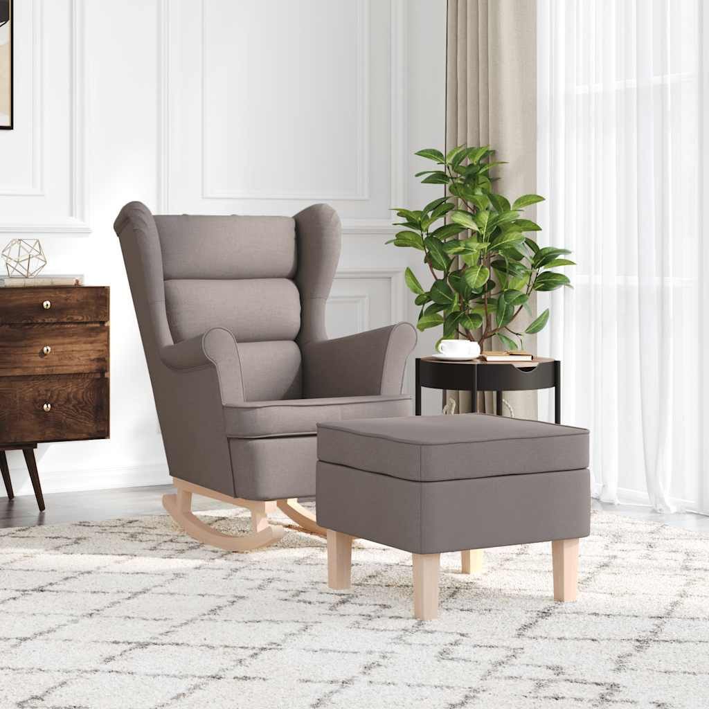 vidaXL Sessel Schaukelstuhl mit Fußhocker Taupe günstig online kaufen