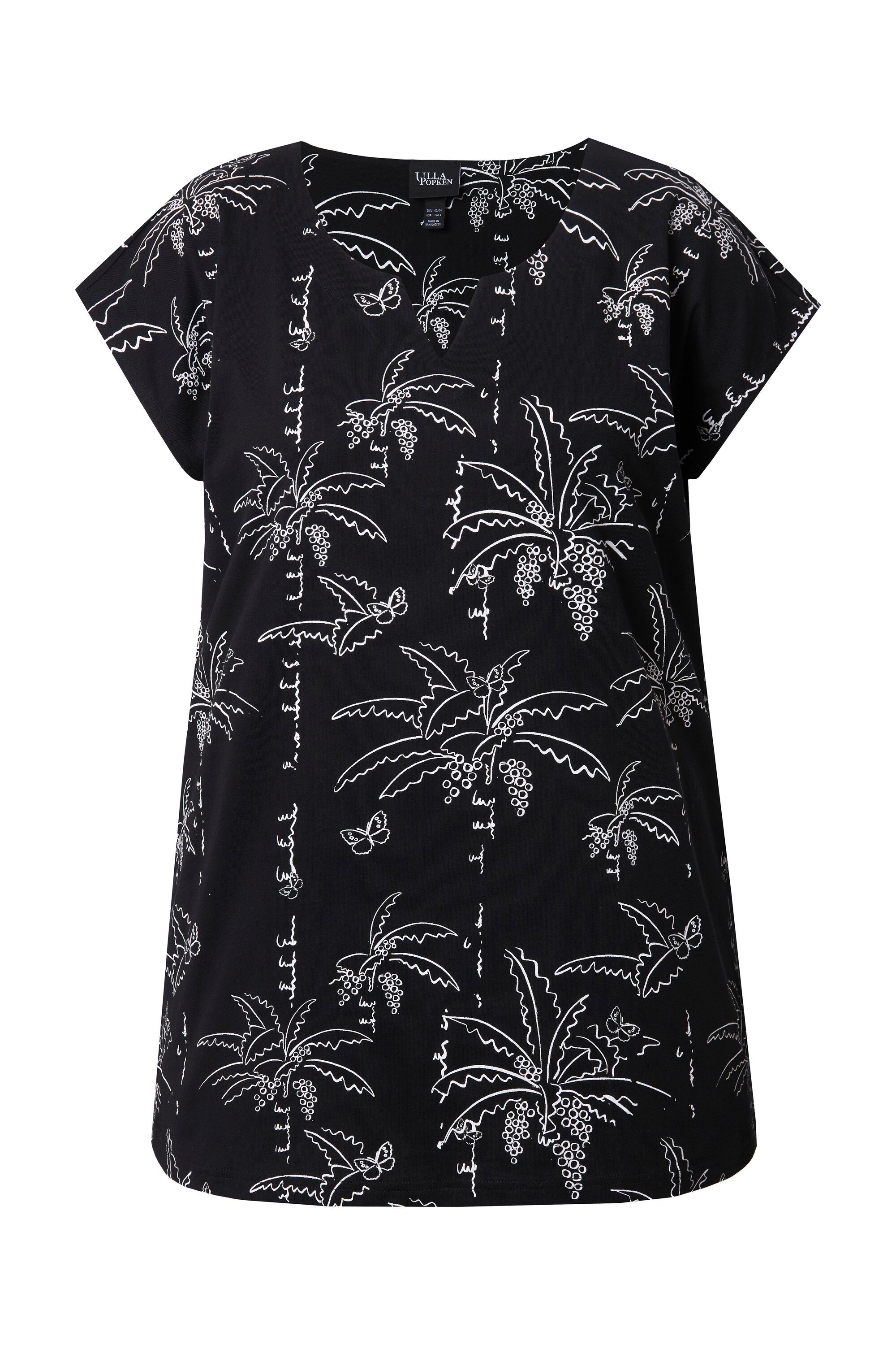 Ulla Popken T-Shirt Top Palmen Boxy Tunika-Ausschnitt ärmellos günstig online kaufen