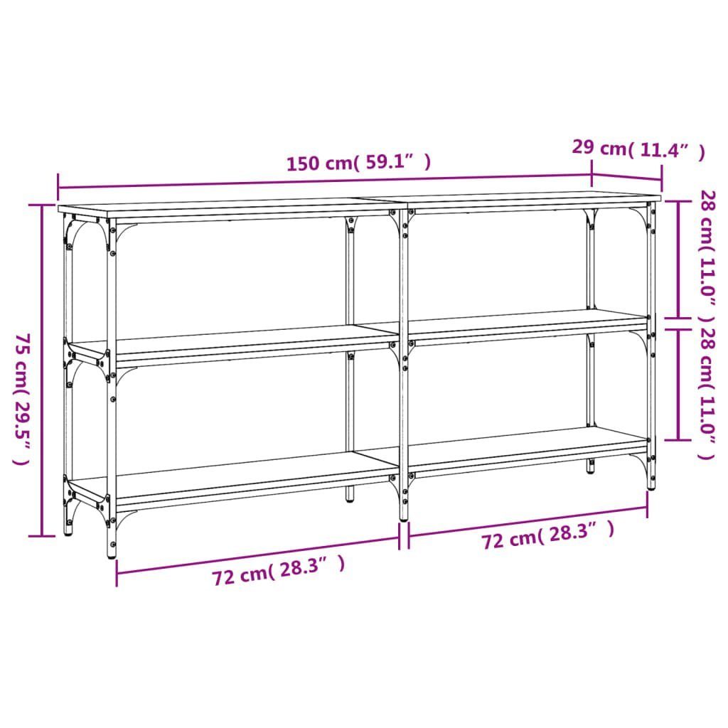 furnicato Beistelltisch Konsolentisch cm Holzwerkstoff 150x29x75 Sonoma-Eiche