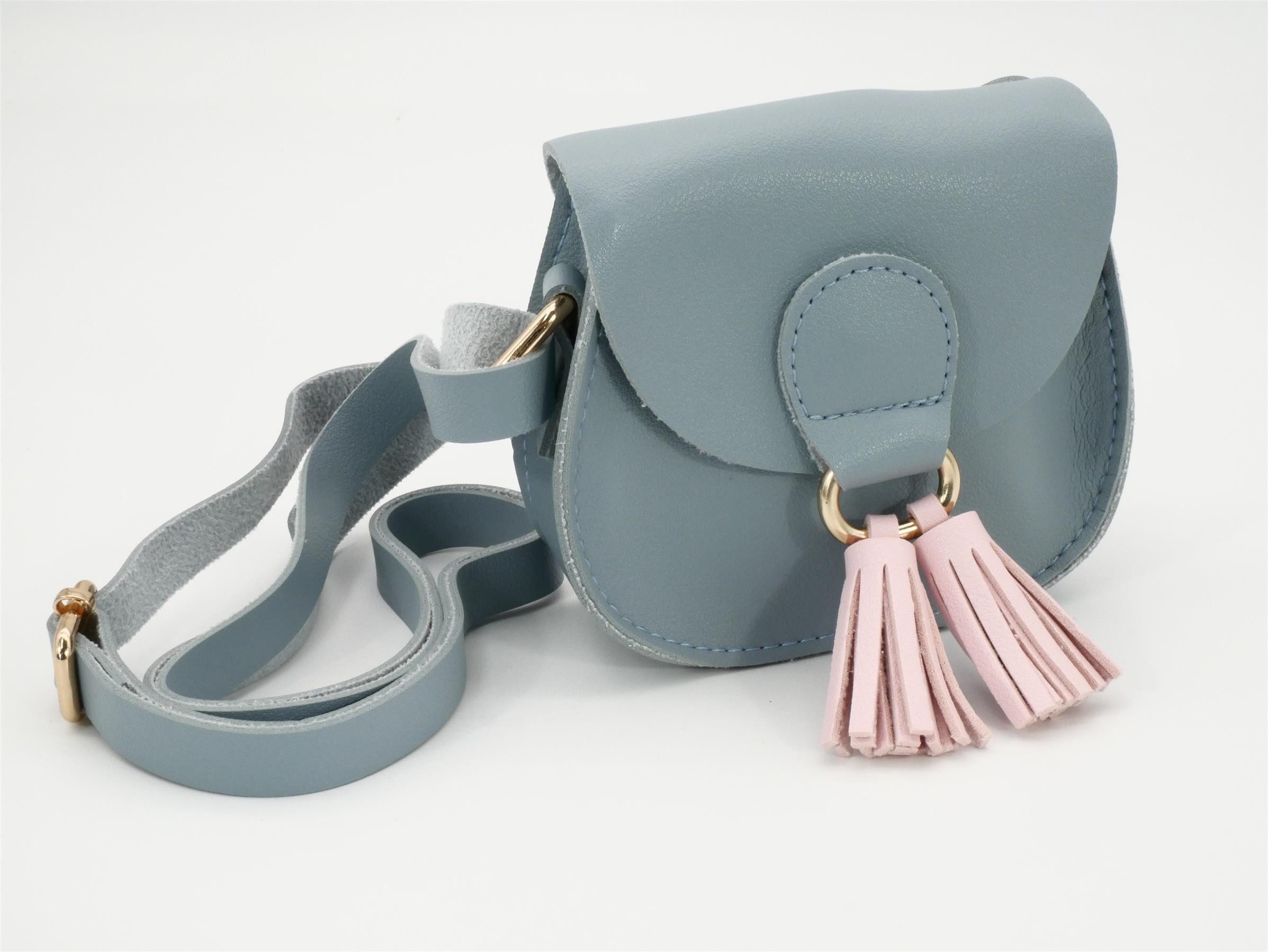 GlücksNugget Kindergartentasche Blaue Mädchentasche mit lila Bommel – stilvolle Tasche für Kinder