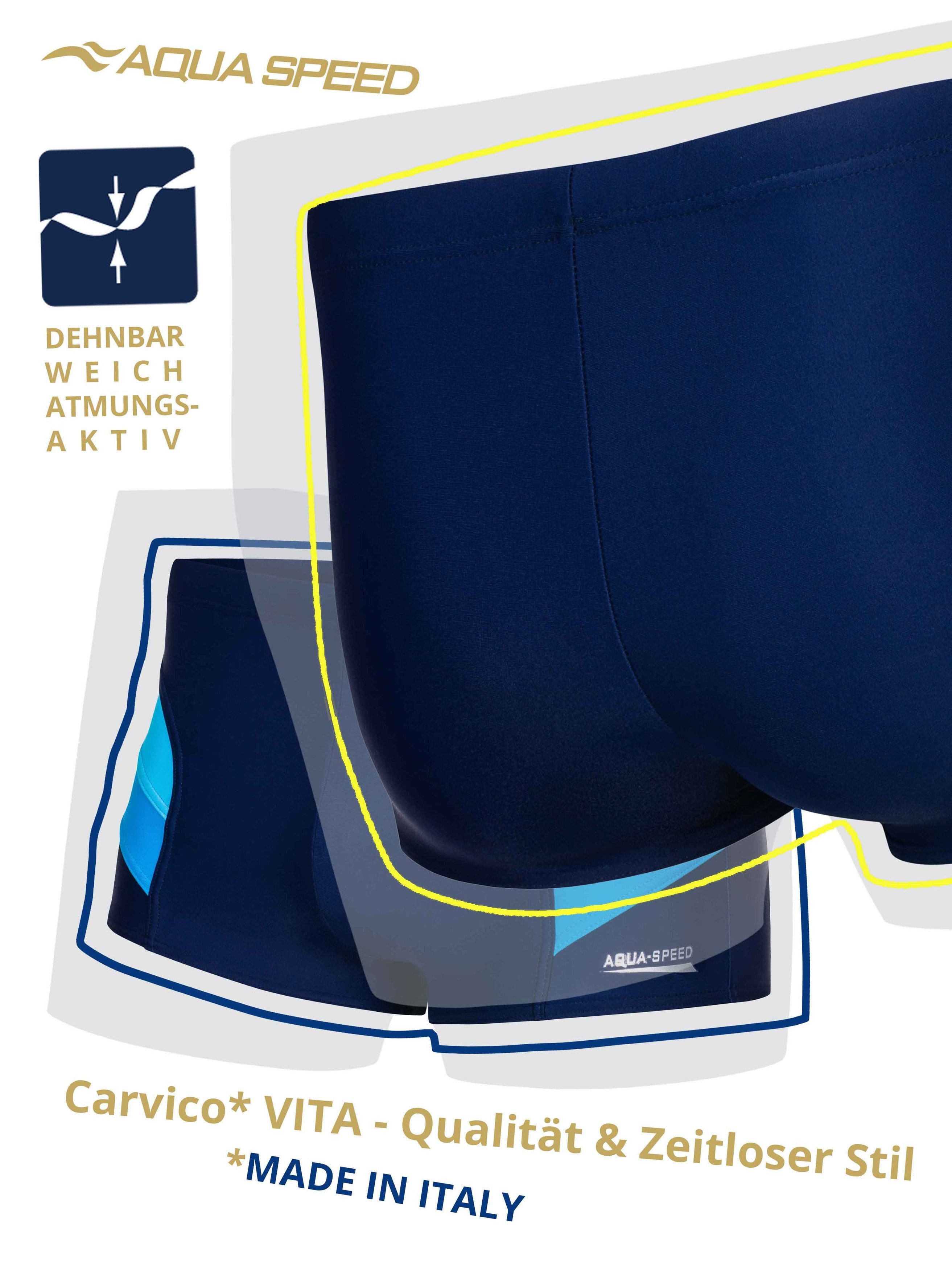 Aqua Speed Badehose Aron Schwimmhose mit Kordelzug Marine Hellblau Blau M (Sportliche Badepants für intensive Schwimmeinheiten) Formstabil auch nach häufiger Be – Bild 3 von 5