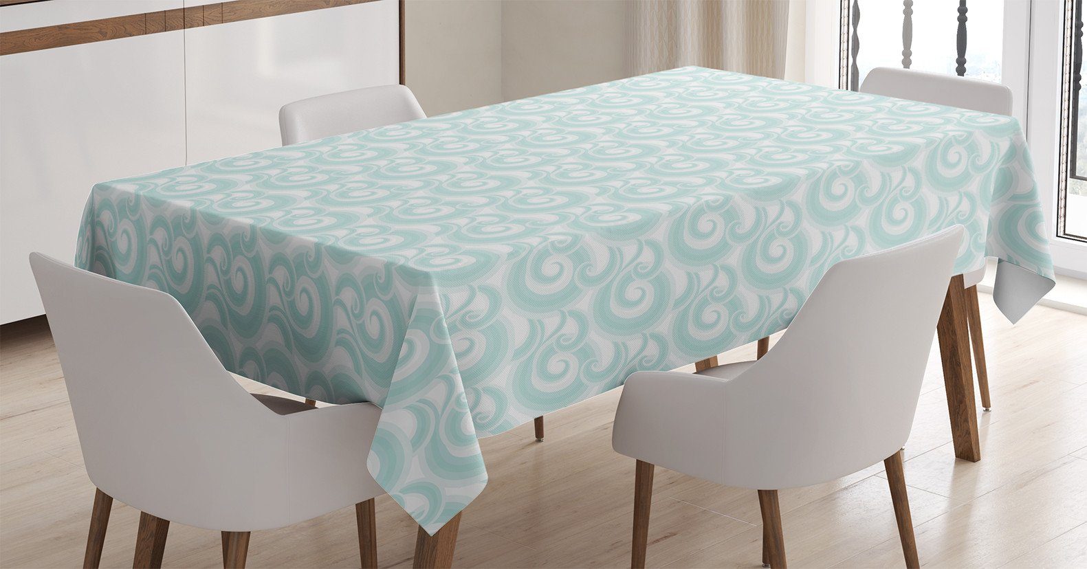 Klare Abstrakte Waschbar Wolken Nautisch Tischdecke geeignet Abakuhaus den Farbfest Farben, Außen Für Bereich Wellen