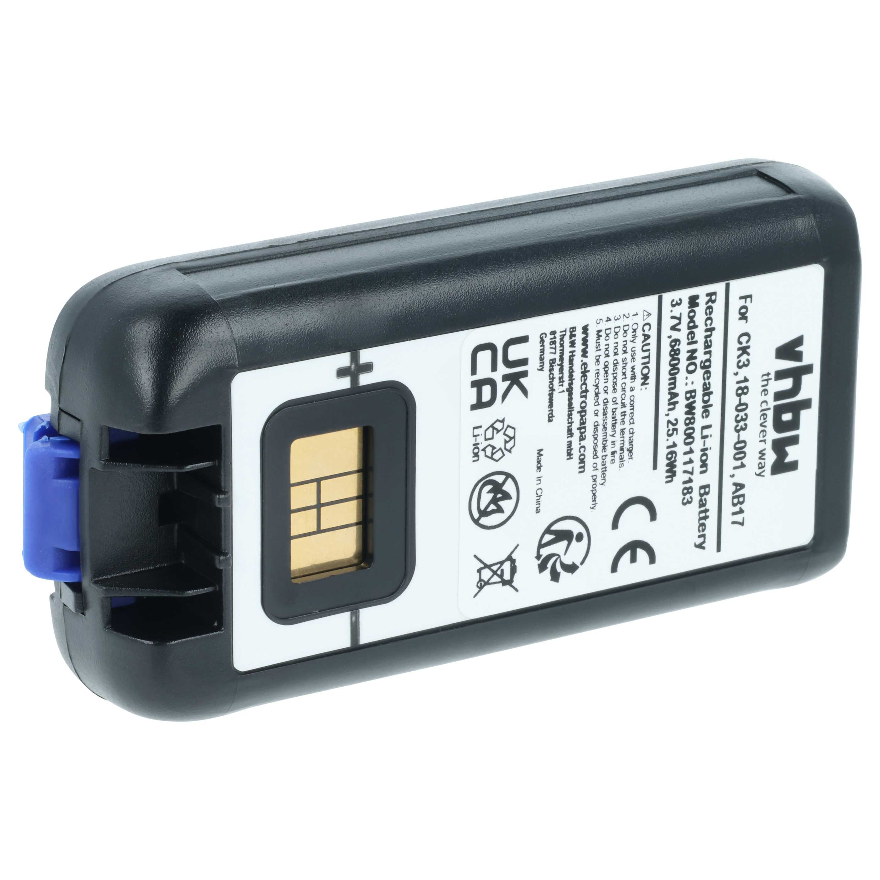 vhbw Akku Ersatz für Intermec 318-033-021, 318-033-001, 318-034-001, AB17, Akku Akku Li-Ion 6800 mAh (3,7 V, 1 St), Leistungsfähiger Austausch-Akku für POS-Gerät, Wiederaufladbar, Jede