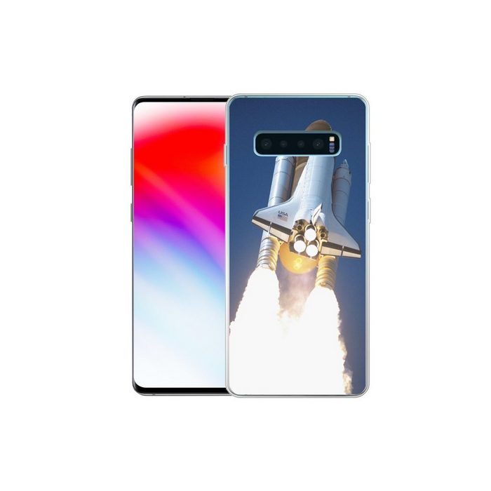MuchoWow Handyhülle Nahaufnahme des Starts einer Raumfähre Phone Case Handyhülle Samsung Galaxy S10+ Silikon Schutzhülle FN11441