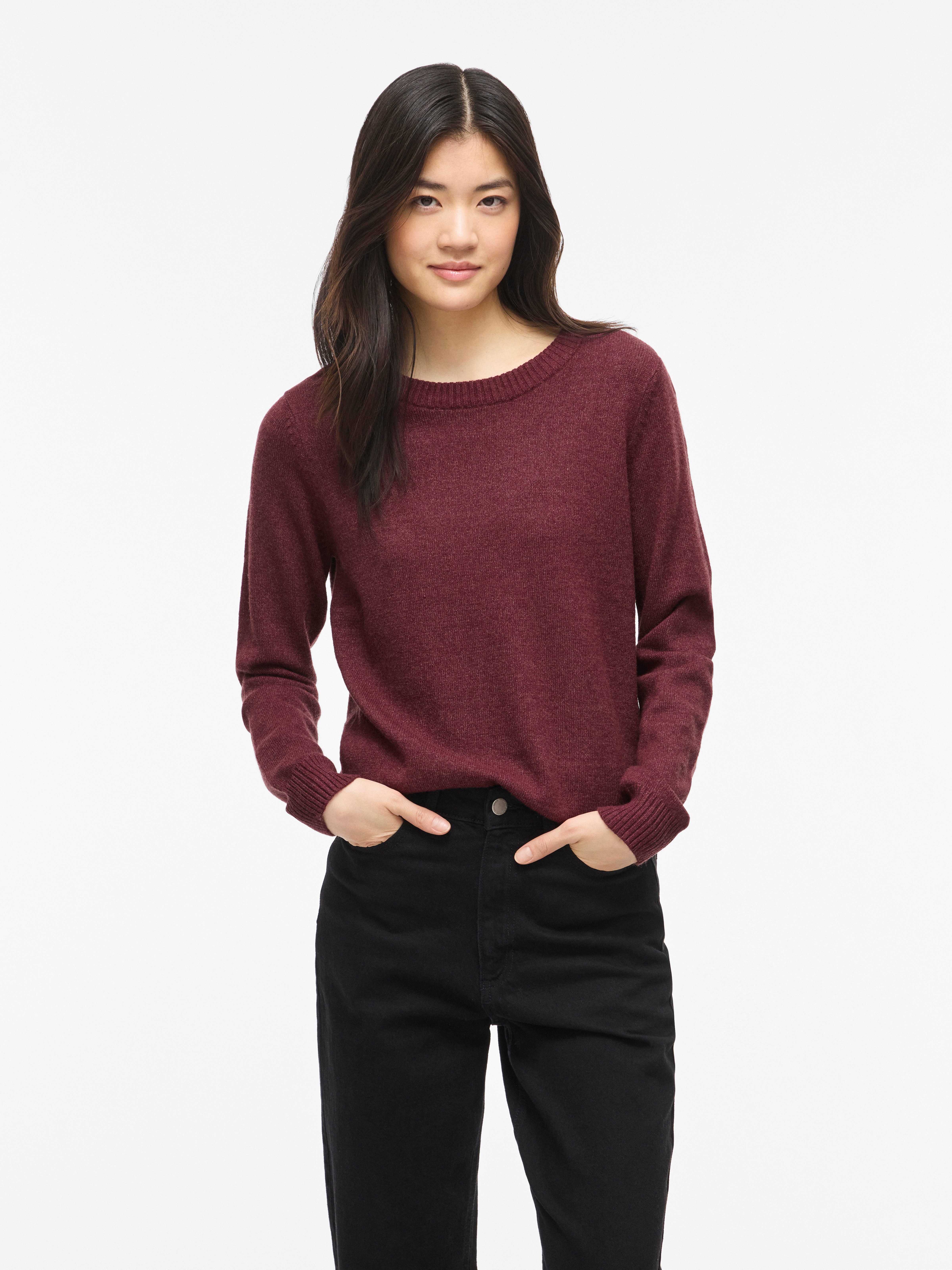 Vila Rundhalspullover VIRIL O-NECK L/S KNIT TOP - NOOS Viskosemischung, regular fit