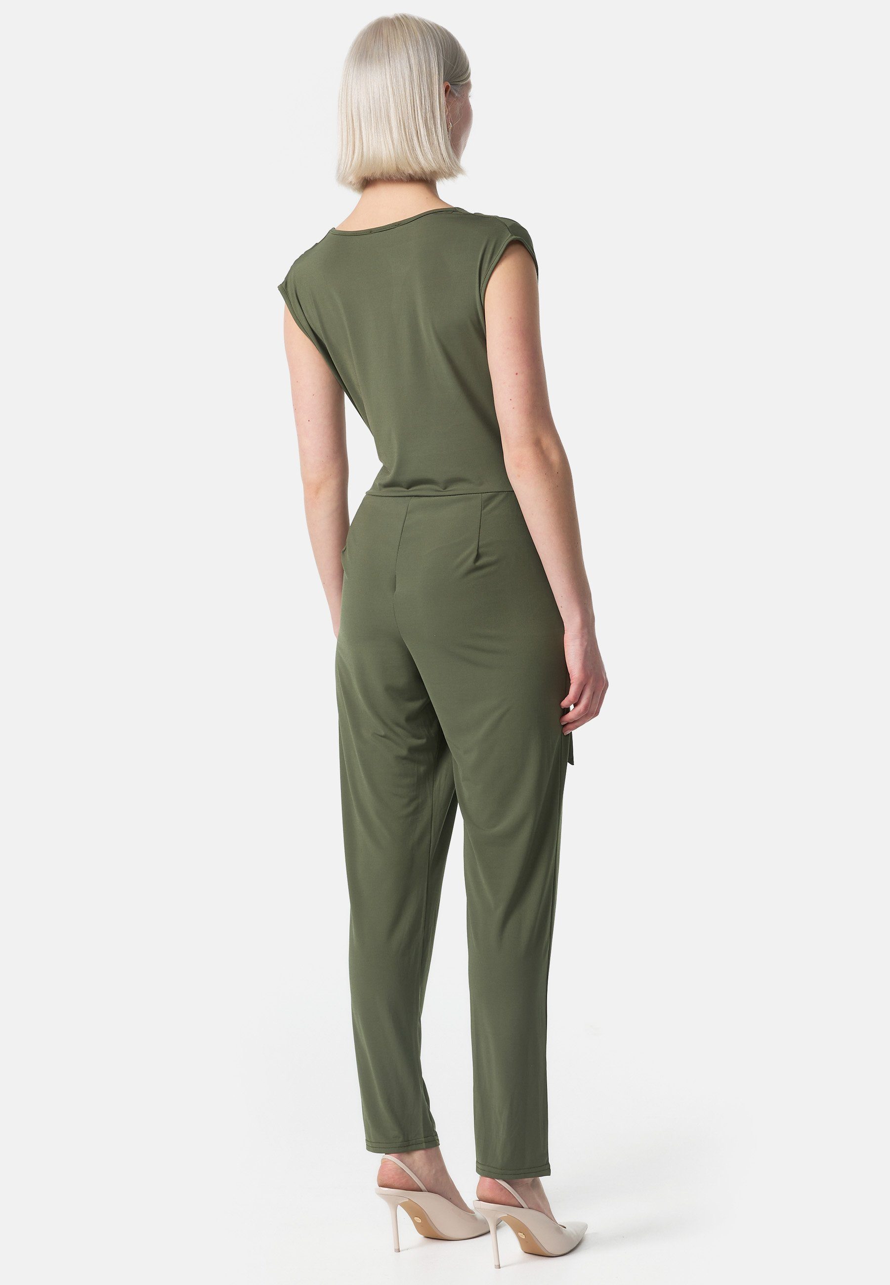 Bindegürtel PM Ärmel PM-36 ohne Einheitsgröße) Wickeloptik mit SELECTED Olive (Business Jumpsuit Overall