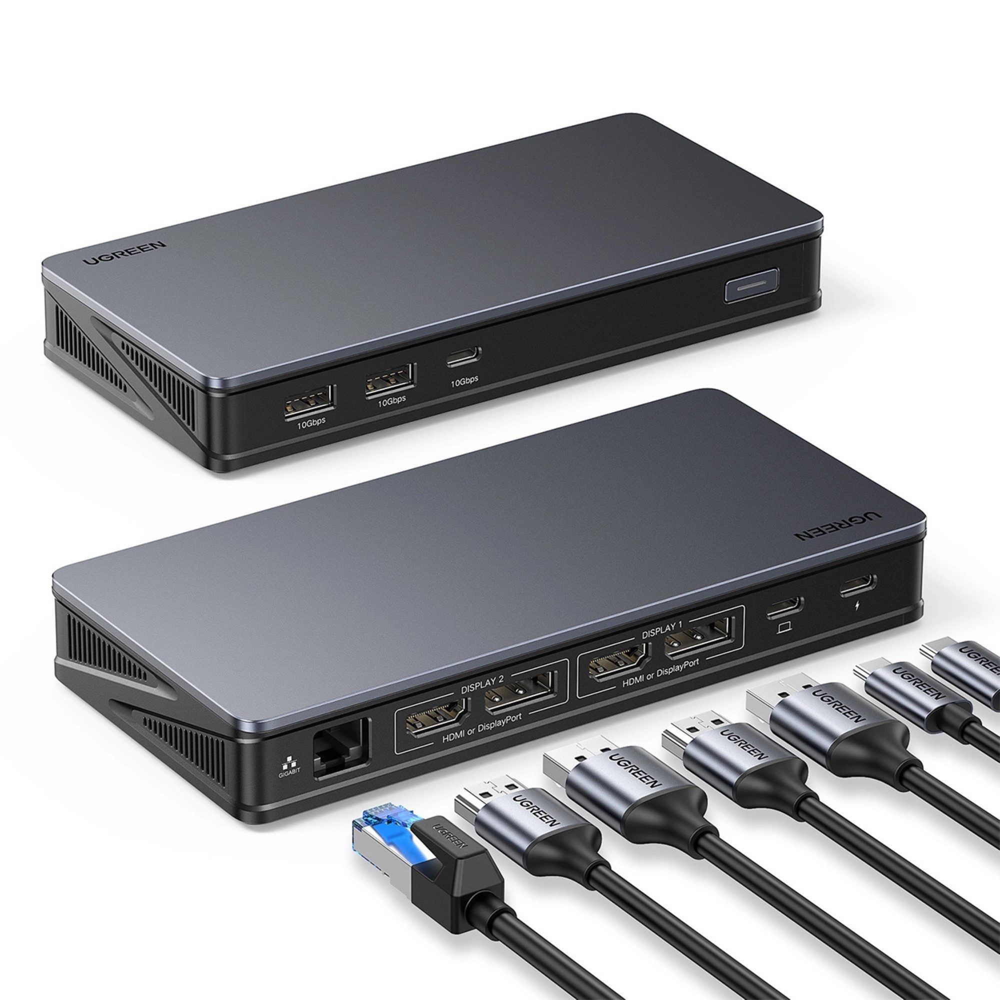 UGREEN CM615 USB-C, DisplayPort, HDMI, RJ45 mit USB-C Kabel, Multifunktions- Adapter