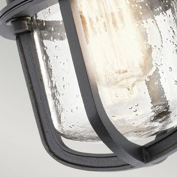 Licht-Erlebnisse Außen-Deckenleuchte LERA, ohne Leuchtmittel, Deckenlampe außen Schwarz IP44 E27 Ø 14 cm Glas Maritim Außenlampe