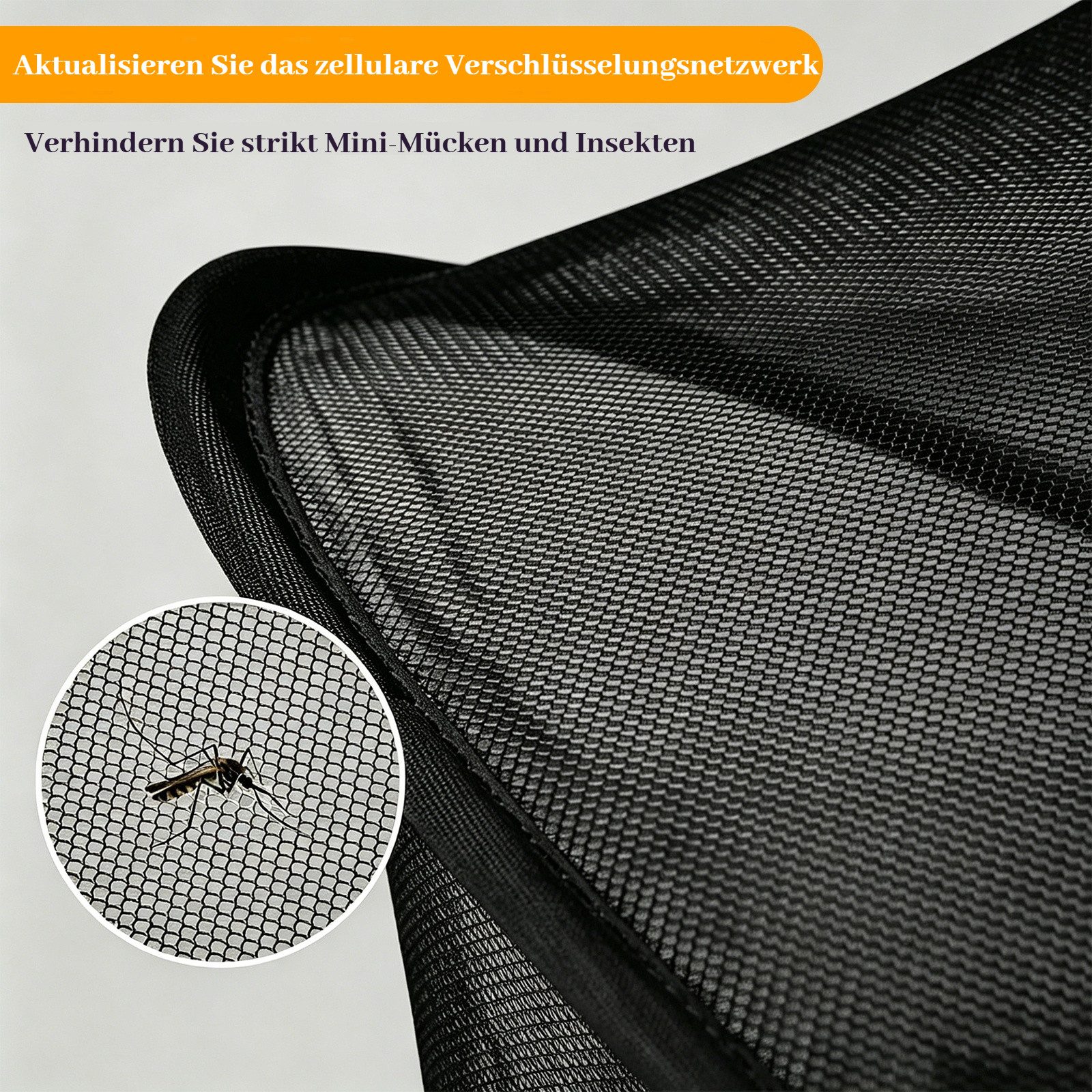 BlingBin Moskitonetz Atmungsaktives stabiles Moskitonetz mit umlaufendem Reißverschluss, (1 Stück, 1 St., 105 × 60 cm), waschbar passend für Kinderbett, Reisebe – Bild 4 von 5