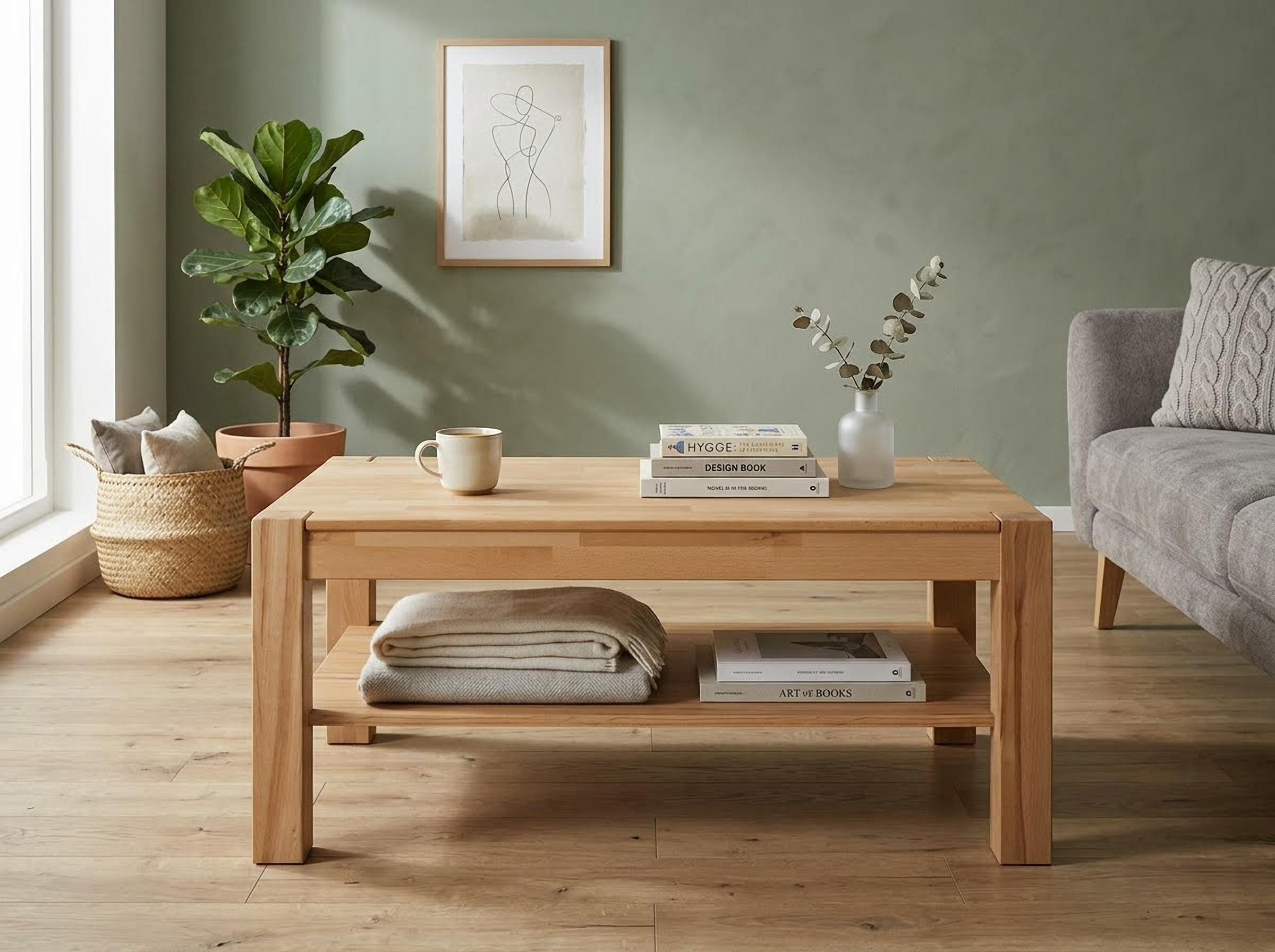 VOGL Möbelfabrik Couchtisch Toronto, in 2 Größen, mit Ablageboden, teilmassiv, Höhe 46 cm, Made in Germany