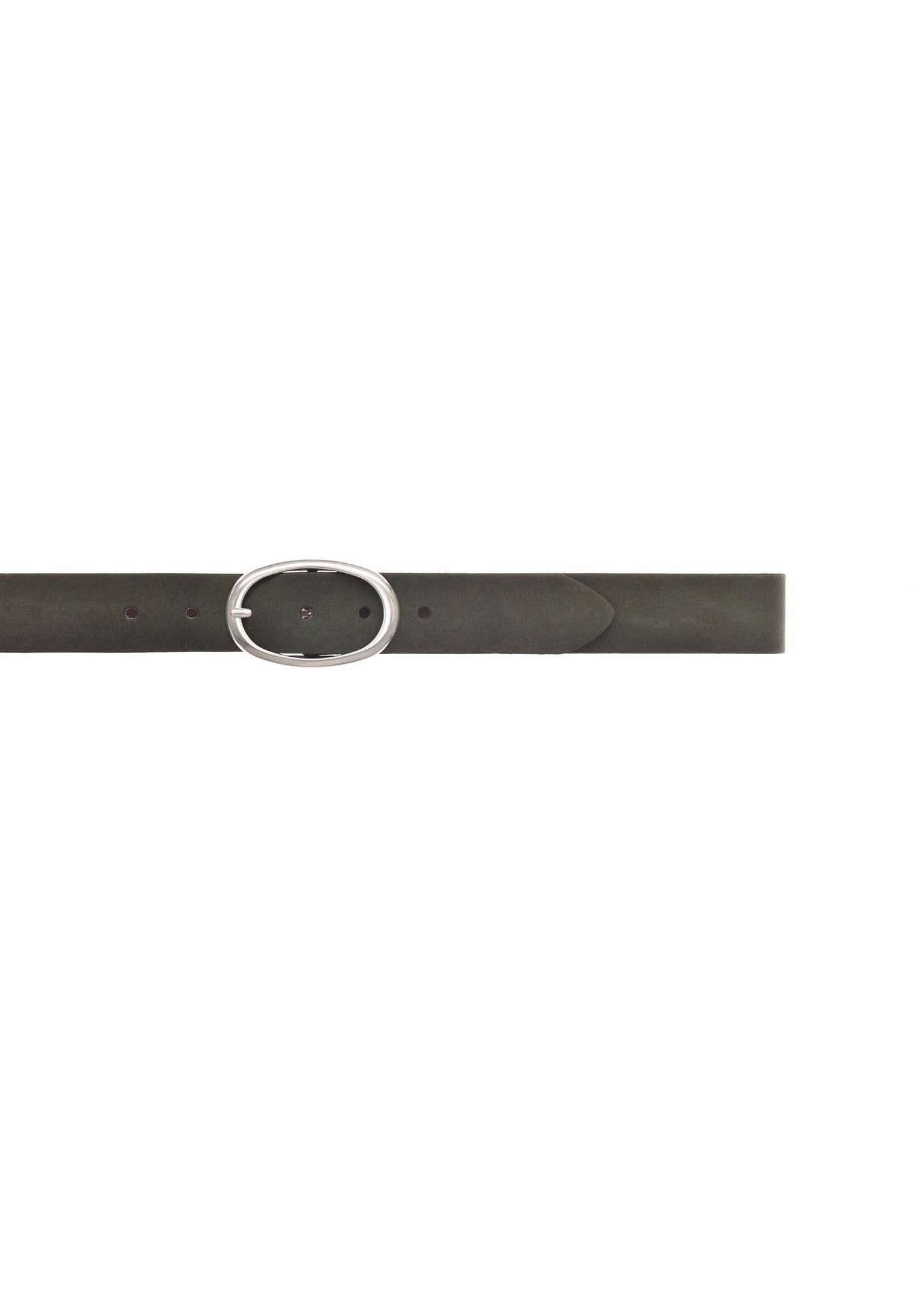 Vanzetti Ledergürtel Ovale Doppelschließe in dunkelgrün Silber mattem