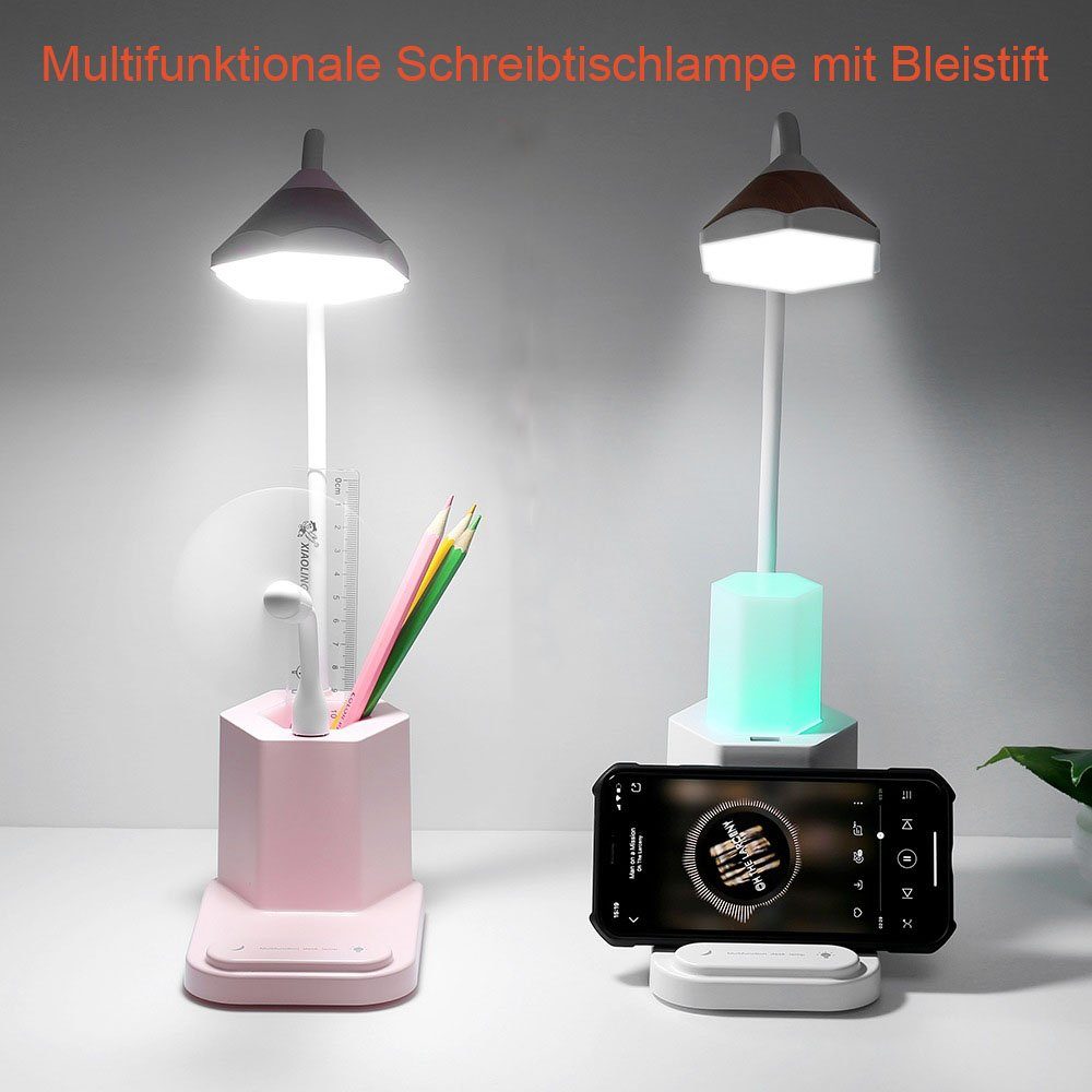 MOUTEN LED Schreibtischlampe Bleistift-Schreibtischlampe, wiederaufladbare Rosa Touch-Schreibtischlampe