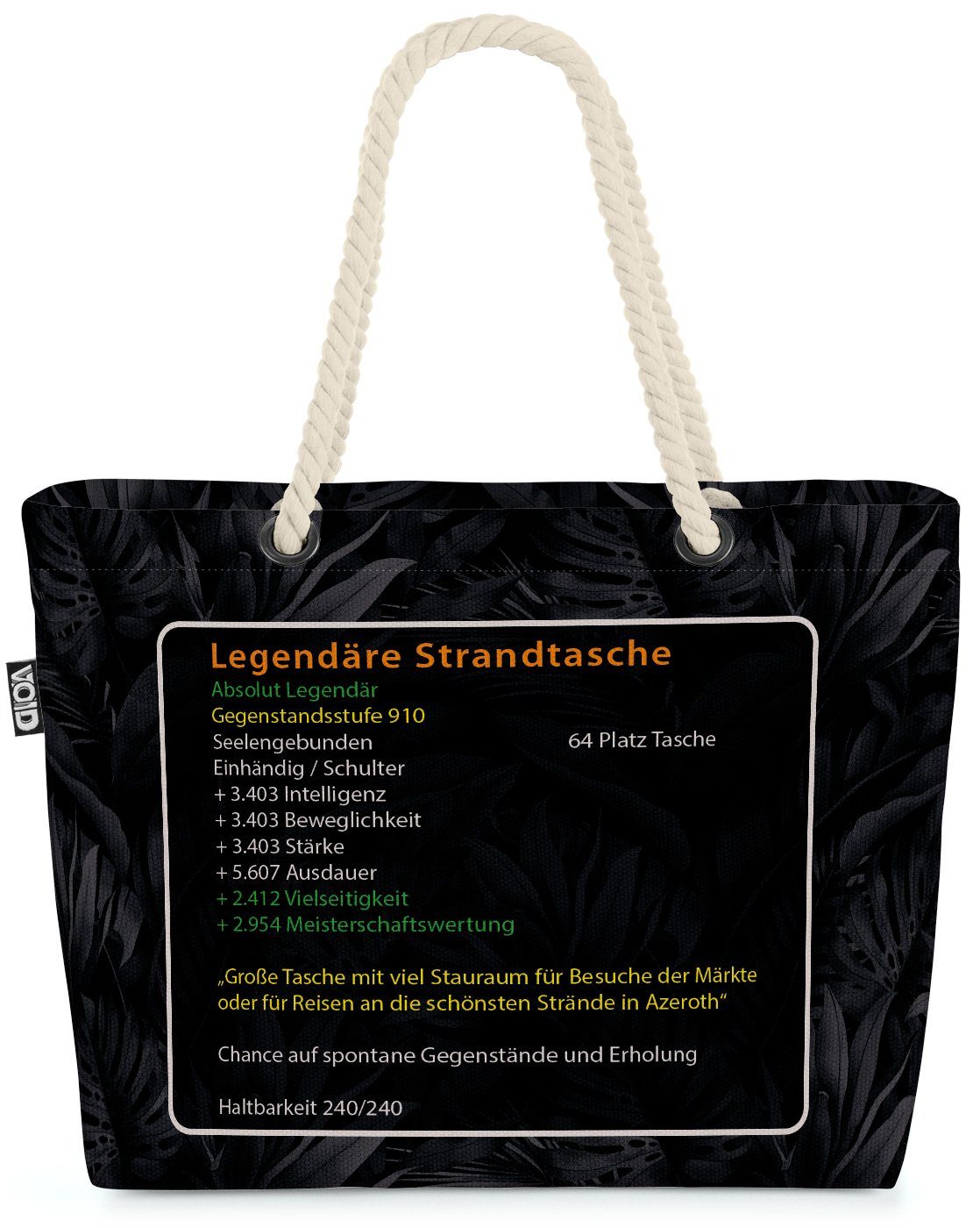 Shadowland mythisch World (1-tlg), schwarz Game VOID wow Strandtasche Gamer Legendäre Warcraft
