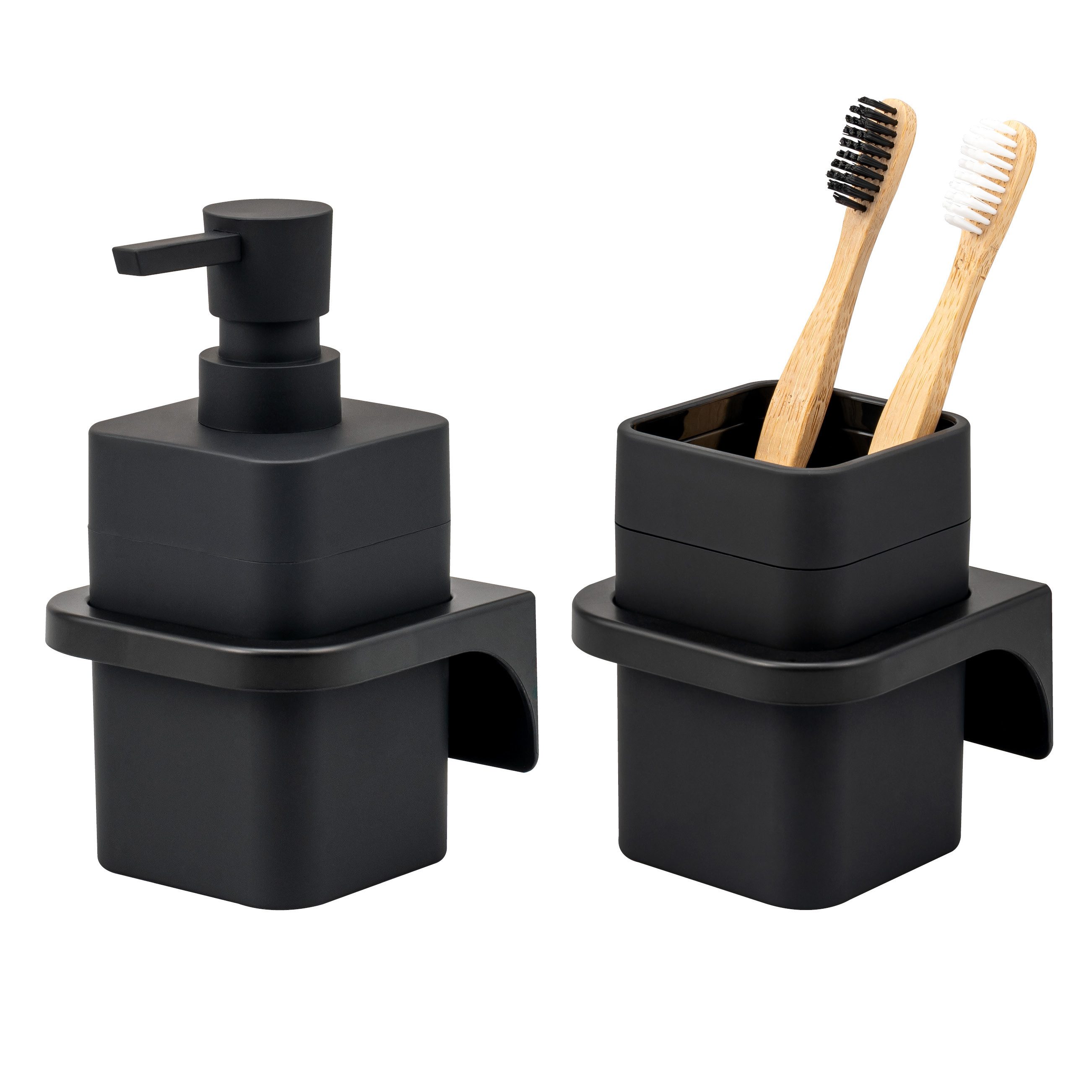 bremermann Badaccessoire-Set Bad-Serie SAVONA Softtouch inkl. Wandhalter, eckig, 2 tlg.