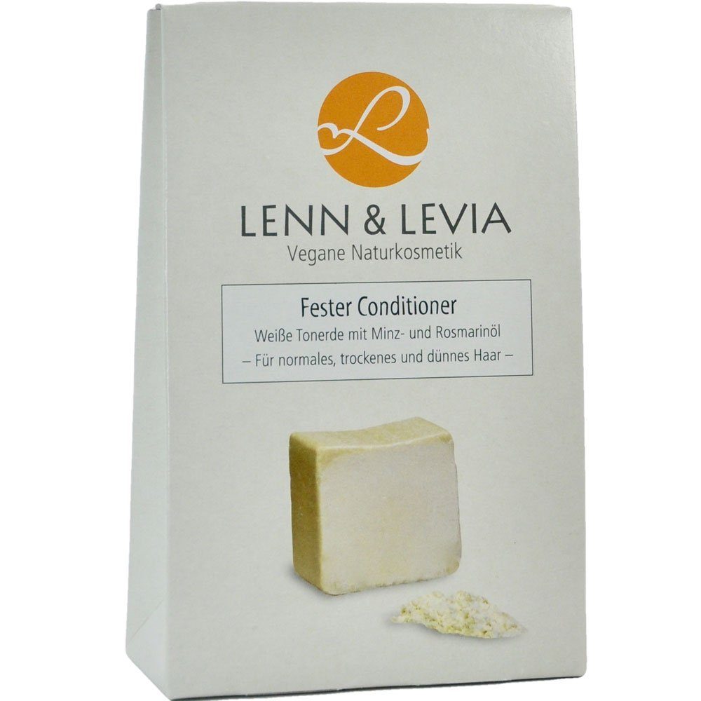 Lenn & Levia Haarspülung Fester Conditioner Weiße Tonerde mit Minz- und Rosmarinöl, Weiß, 80 g