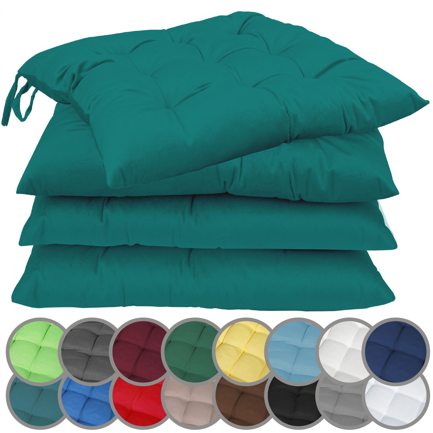 NatureMark Sitzkissen 4er-Set Stuhlkissen 40x40cm mit Bändern, Sitzpolster günstig online kaufen
